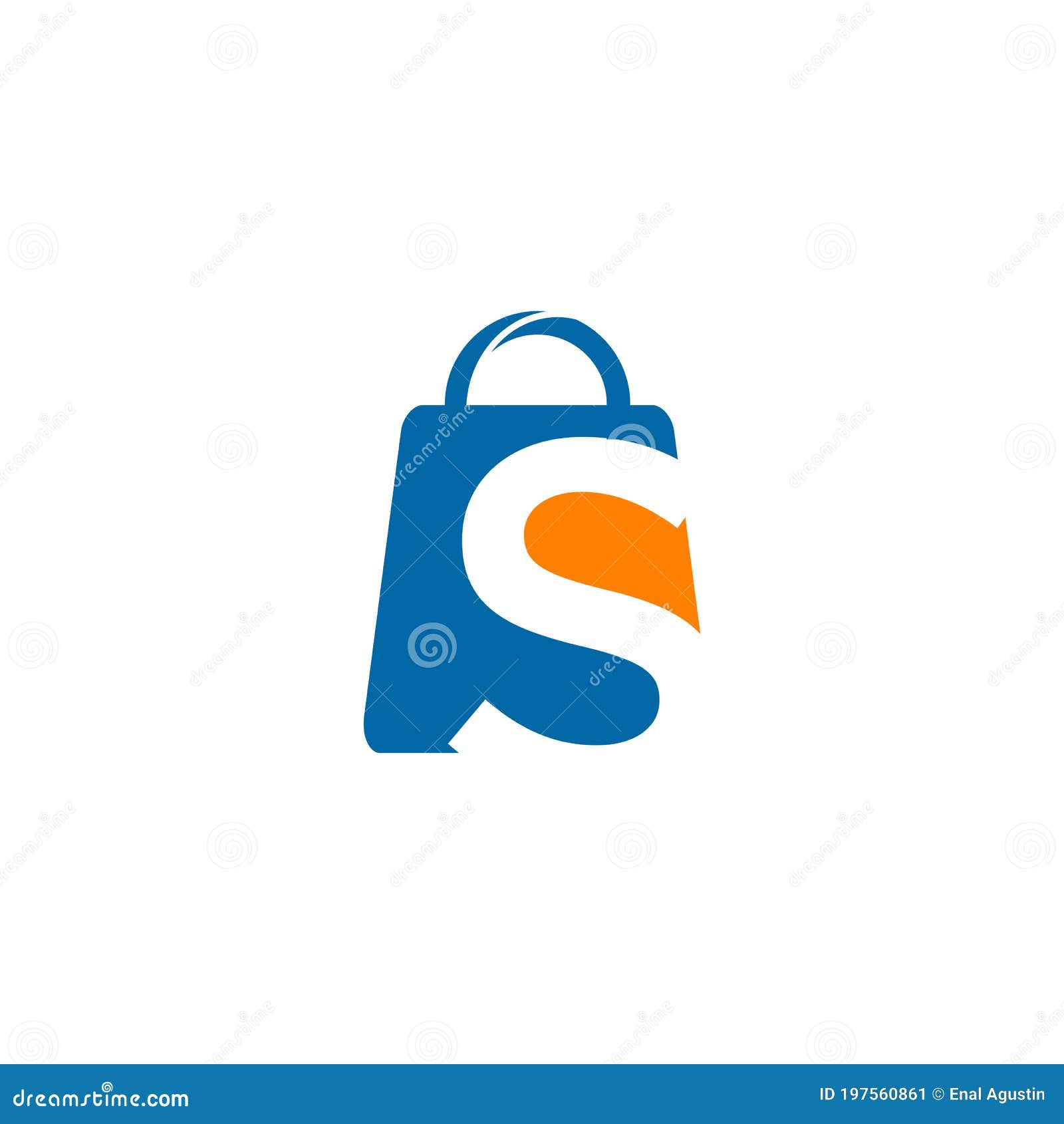 Shopping Bag Logo Incorporated with S Letter Design Stock Vector ...