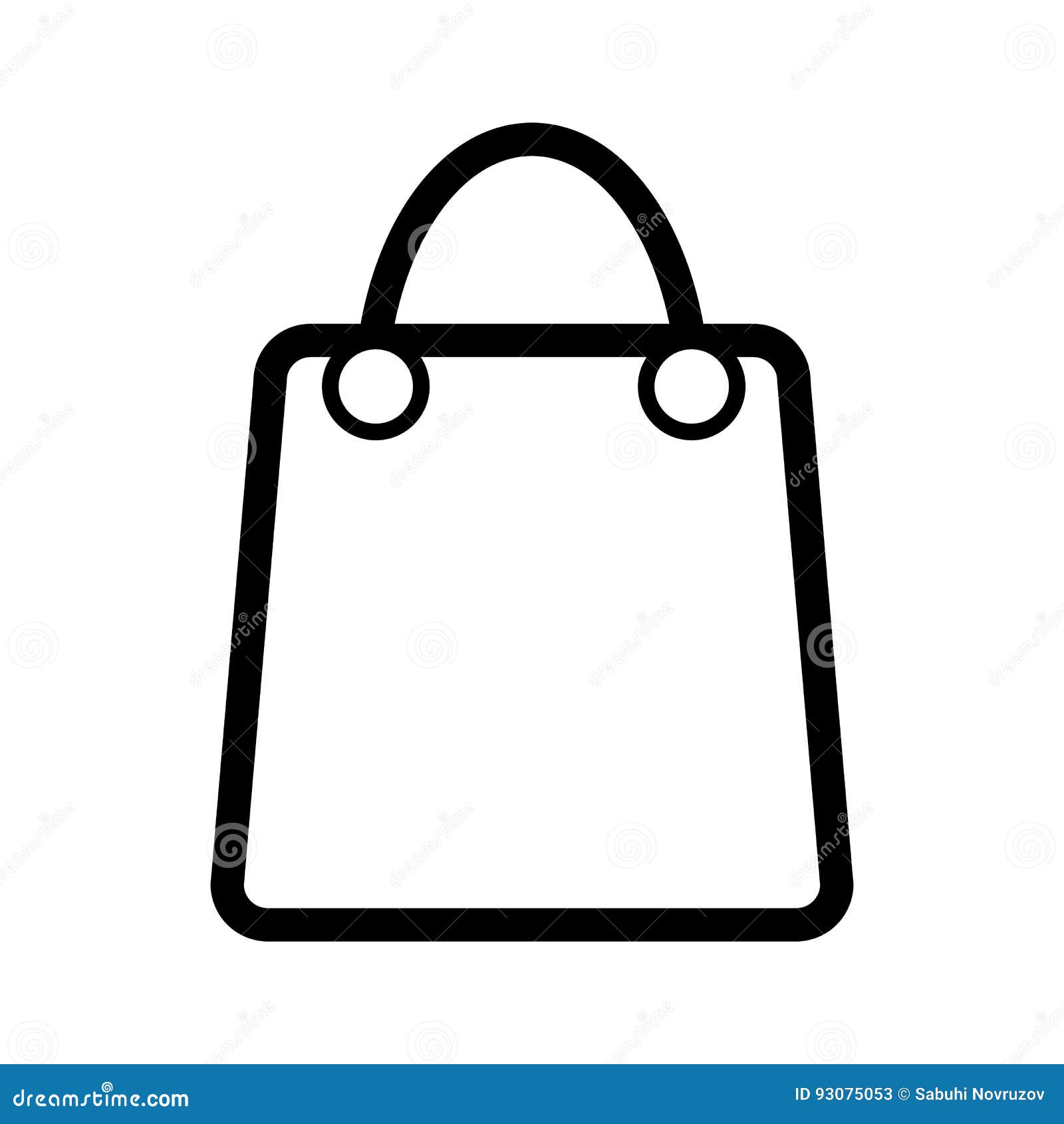 Shopping Bag Vector Icon. Black and White Bag Illustration with Blank ...