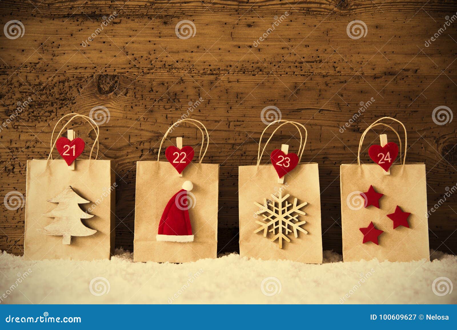 Shopping Bags With Christmas Decoration Stock Image Image Of