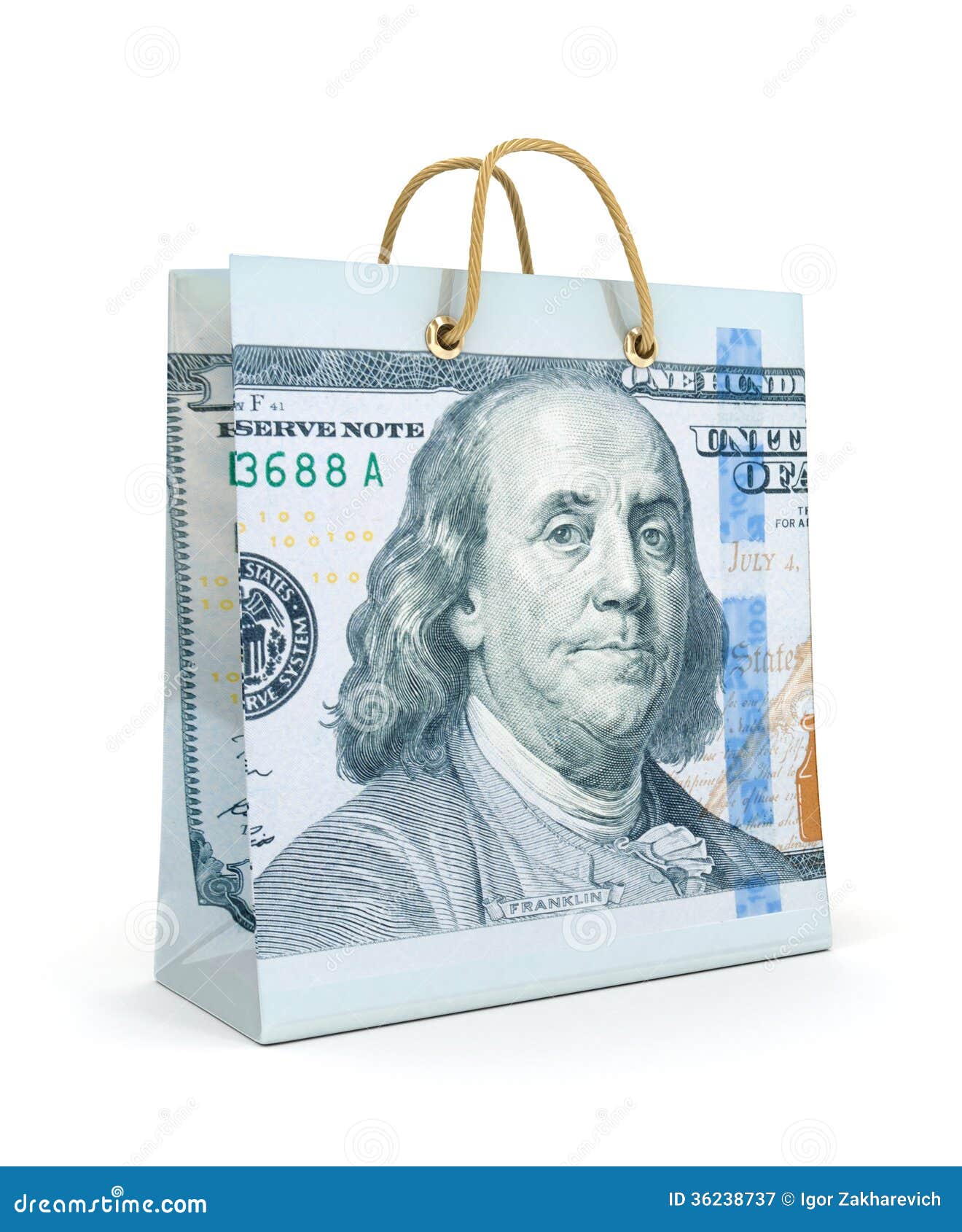 Shopping Bags with Dollar Money Stock Image Image of birthday, purse