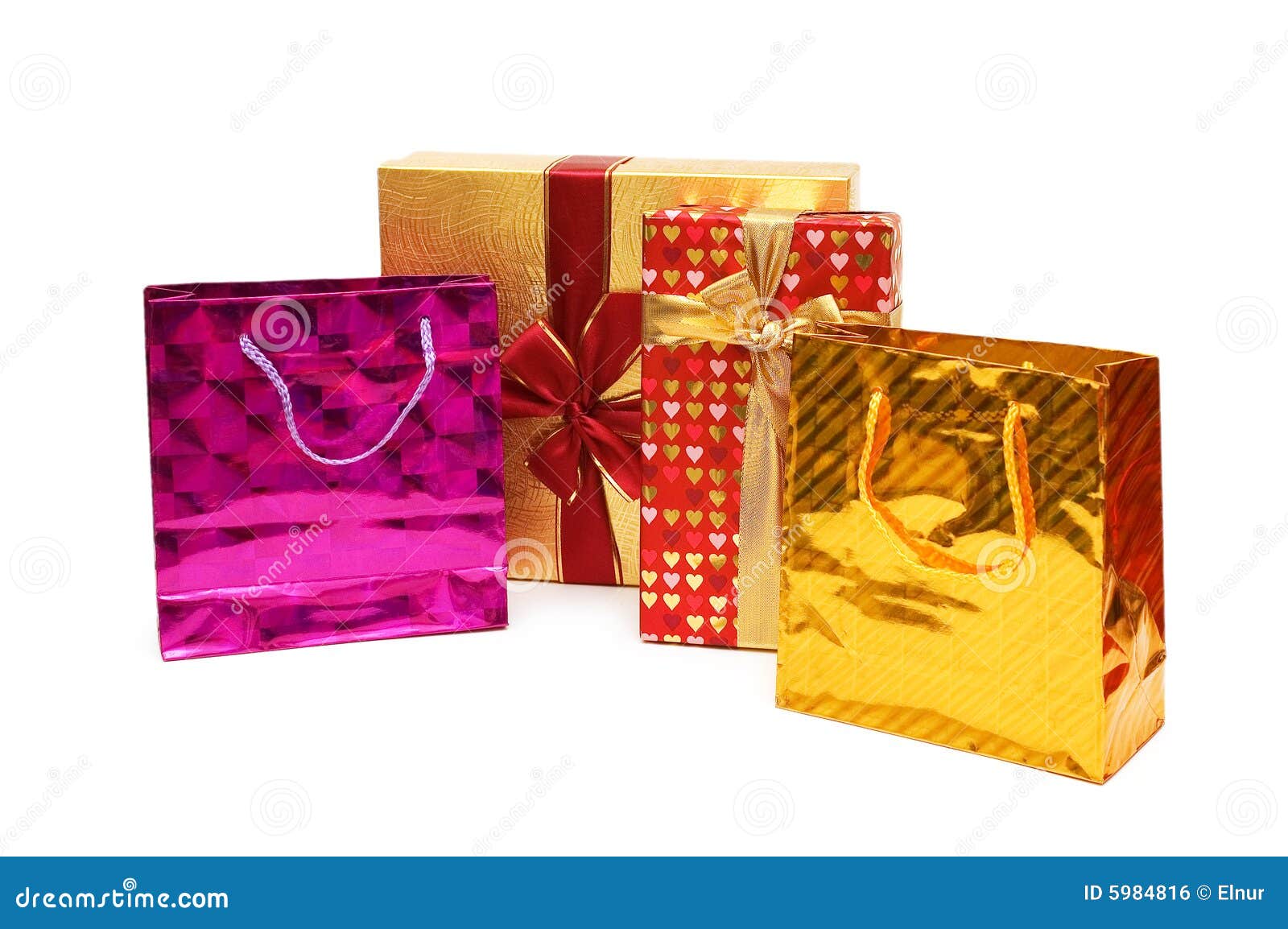 Shopping Bags and Giftbox Isolated on the White Stock Photo Image of