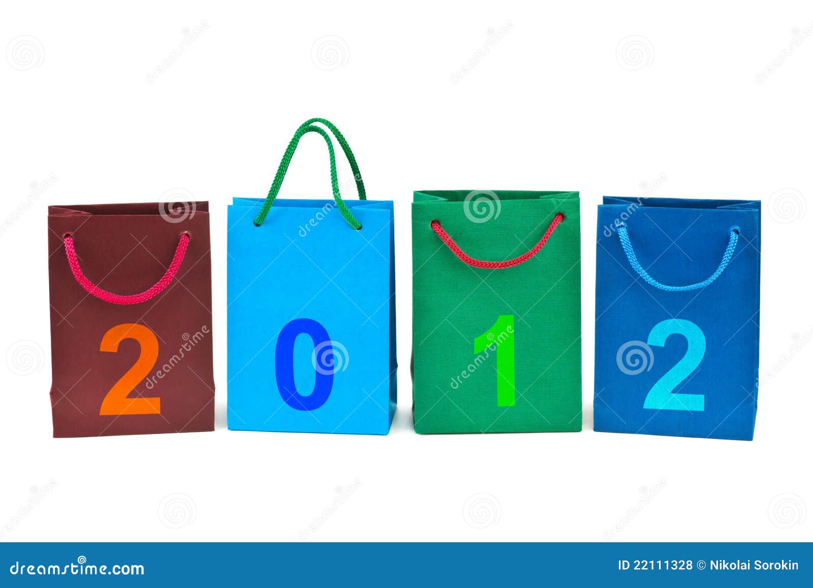 Shopping Bags and Numbers 2012 Stock Photo Image of four, merry 22111328