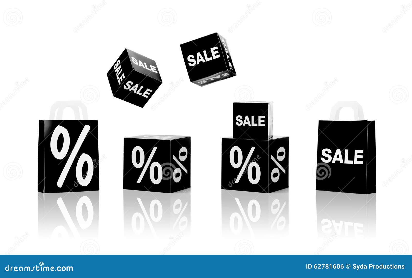 Shopping Bags And Sale Signs With Percent Stock Photo - Image: 62781606