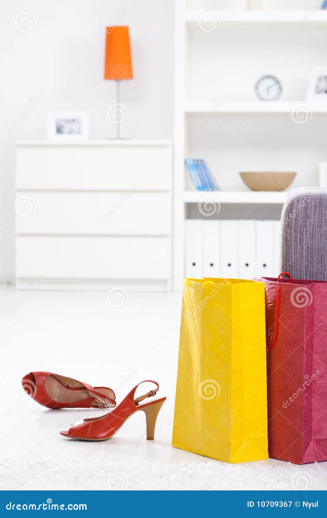 Shopping bags and shoe stock image. Image of style, colorful 10709367