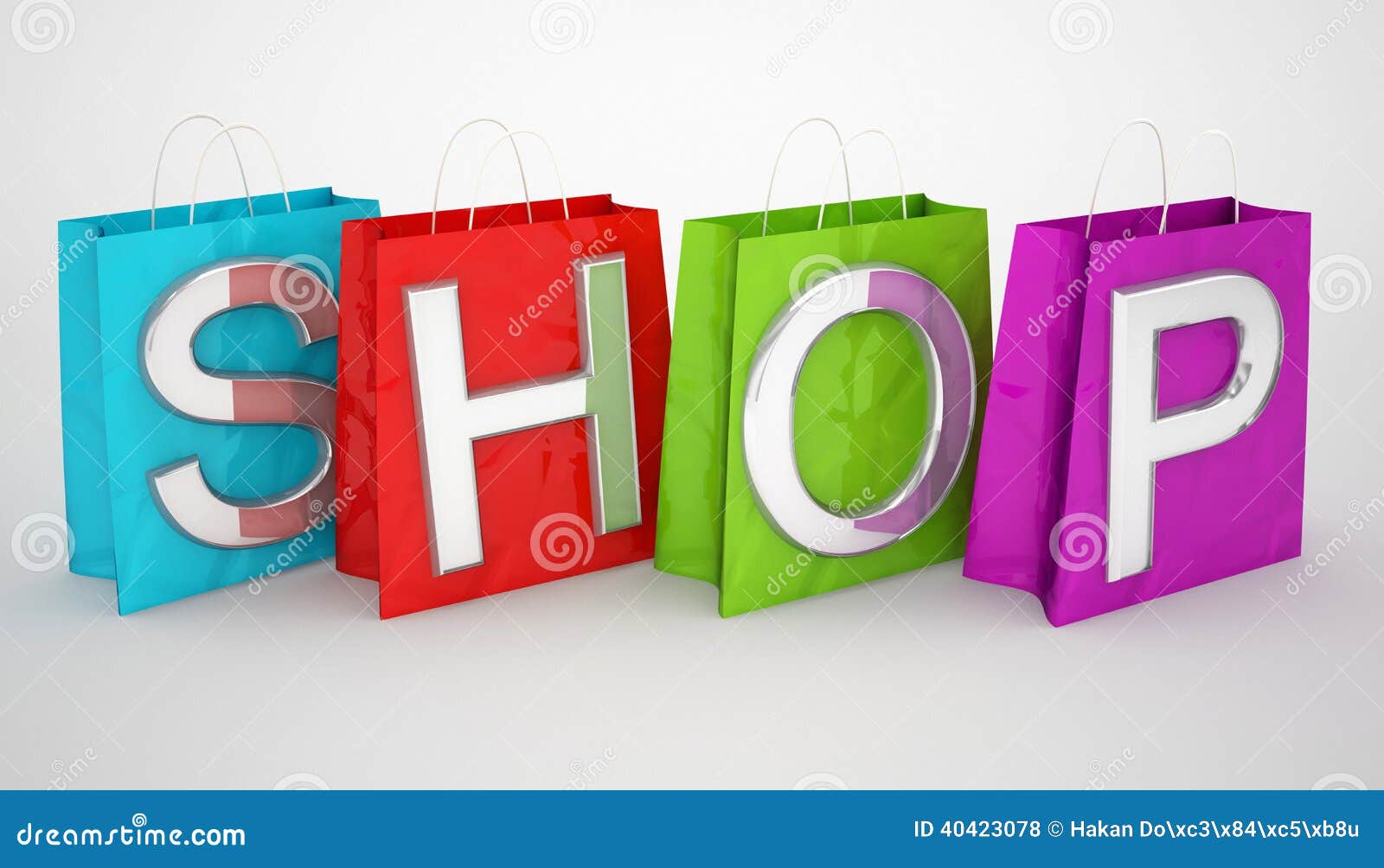 Shopping Bags and Shop Word Stock Illustration - Illustration of multi ...