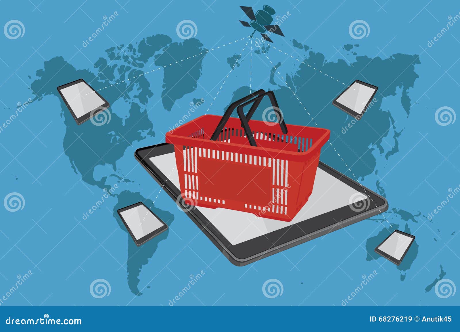 Shopping Basket, Online Shopping, Vector Illustration Stock