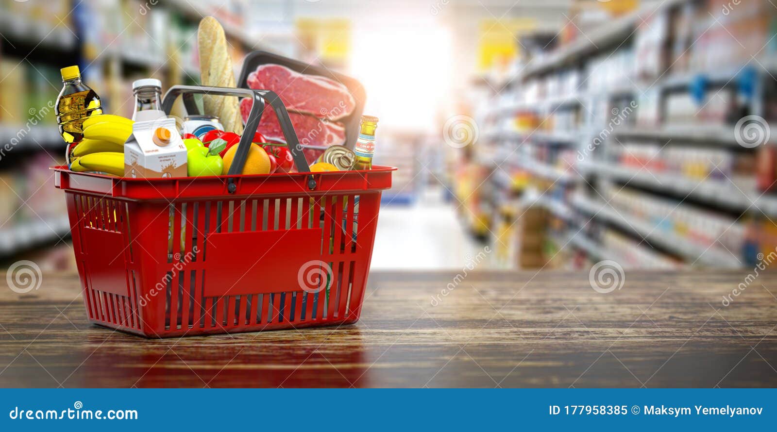 shopping basket with fresh food. grocery supermarket, food and eats online buying and delivery concept