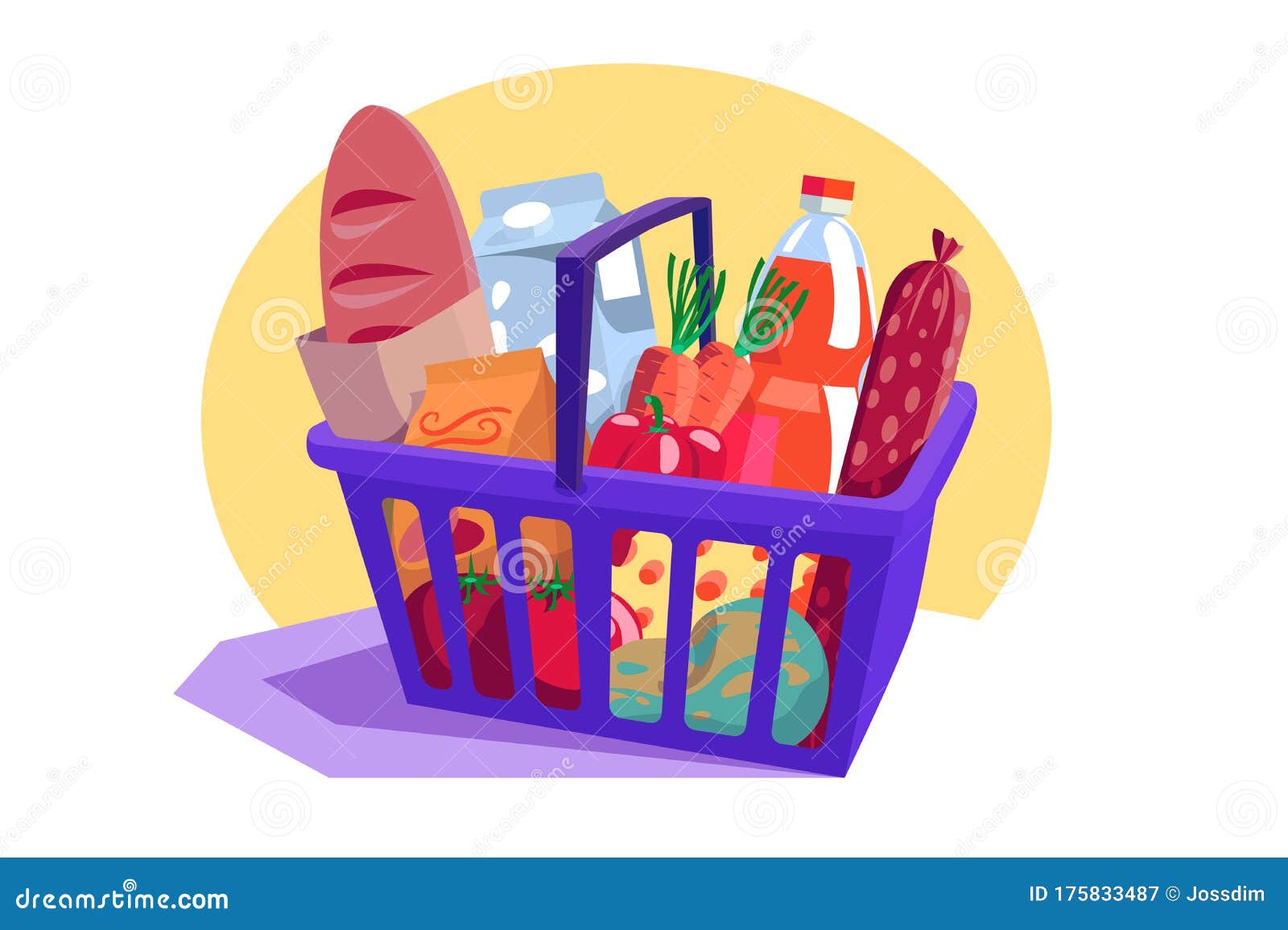 Basket market buy shop store design Royalty Free Vector