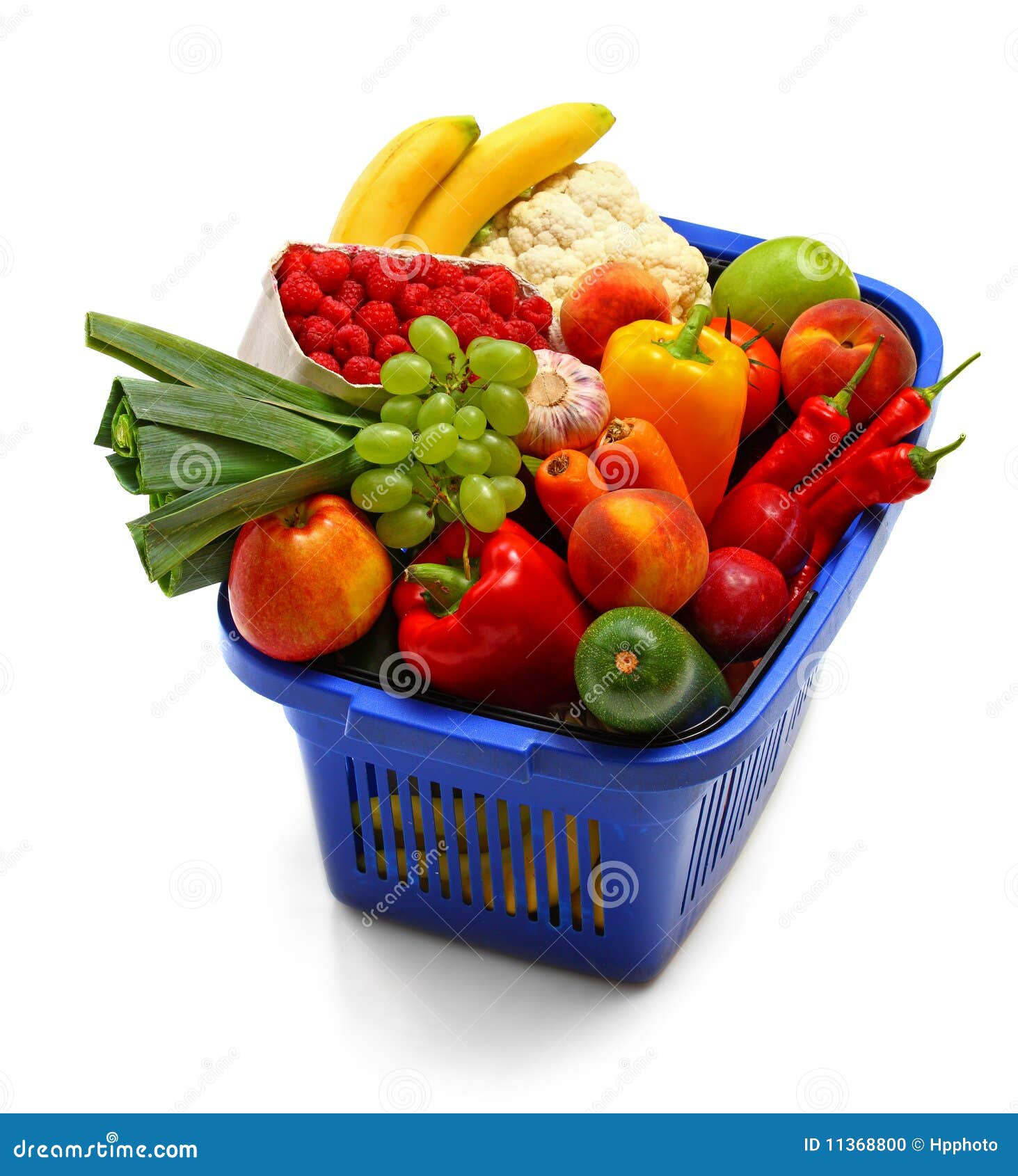 A Shopping Basket Full Of Fresh Produce Stock Photo Image Of Onions