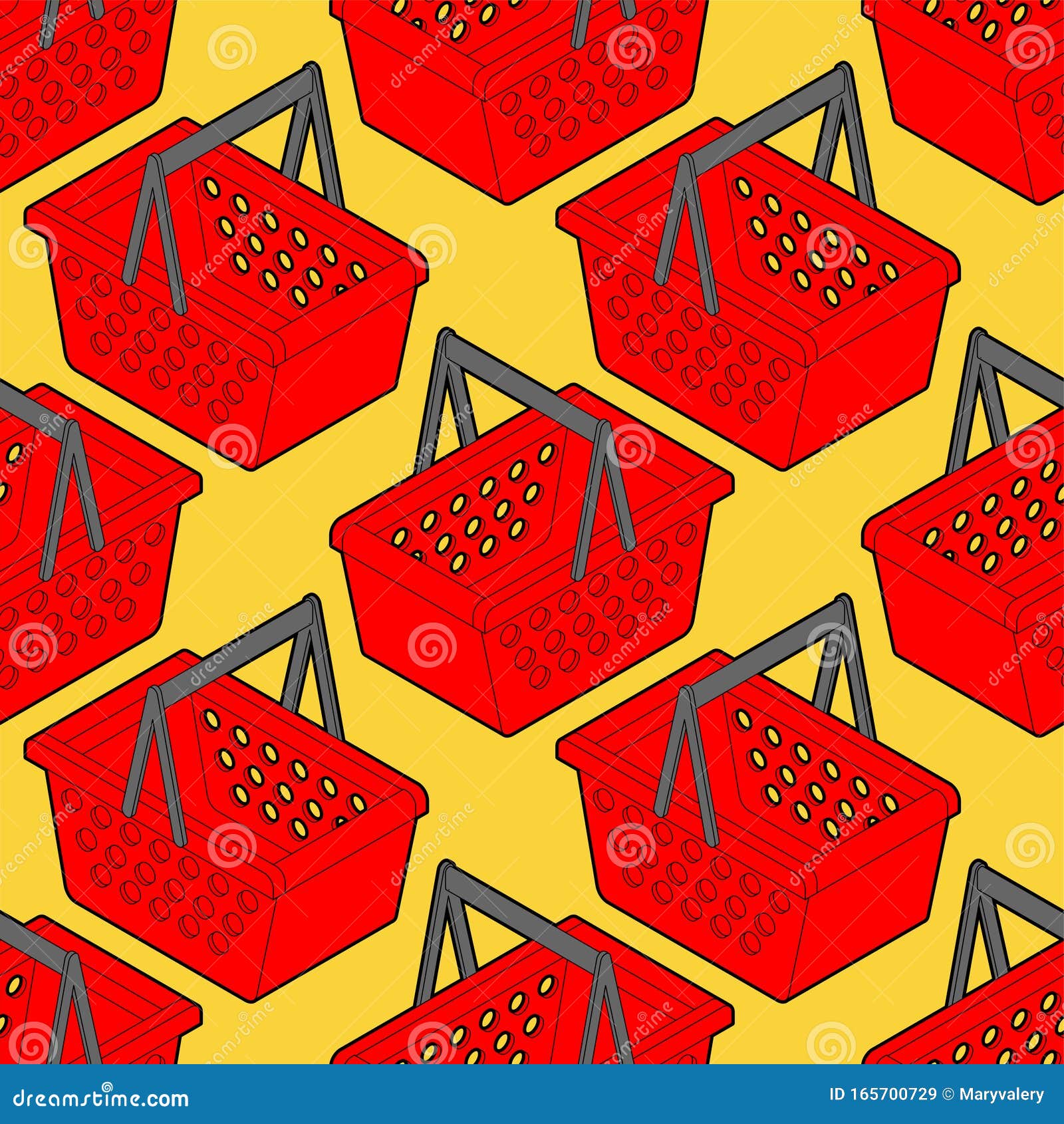 Shopping Basket Pattern Seamless. Geometric Supermarket Basket