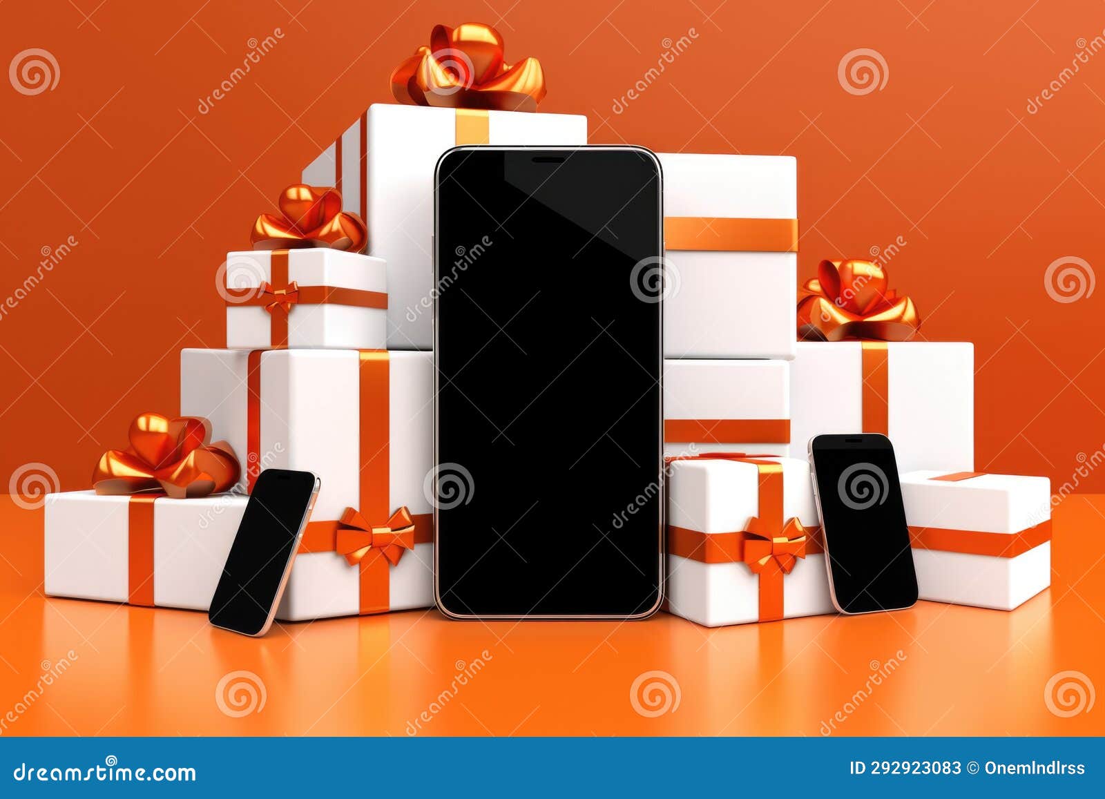 Shopping of Black Mobile Phones and Gift Boxes Stock Image Image of