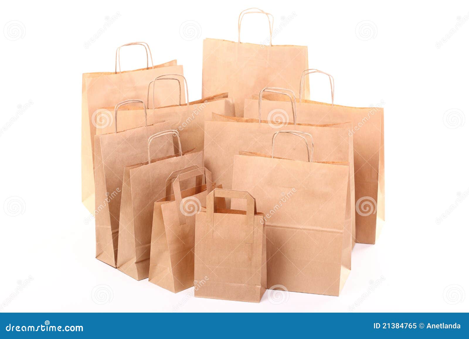Shopping Brown Gift Bags Isolated Stock Image Image of industry