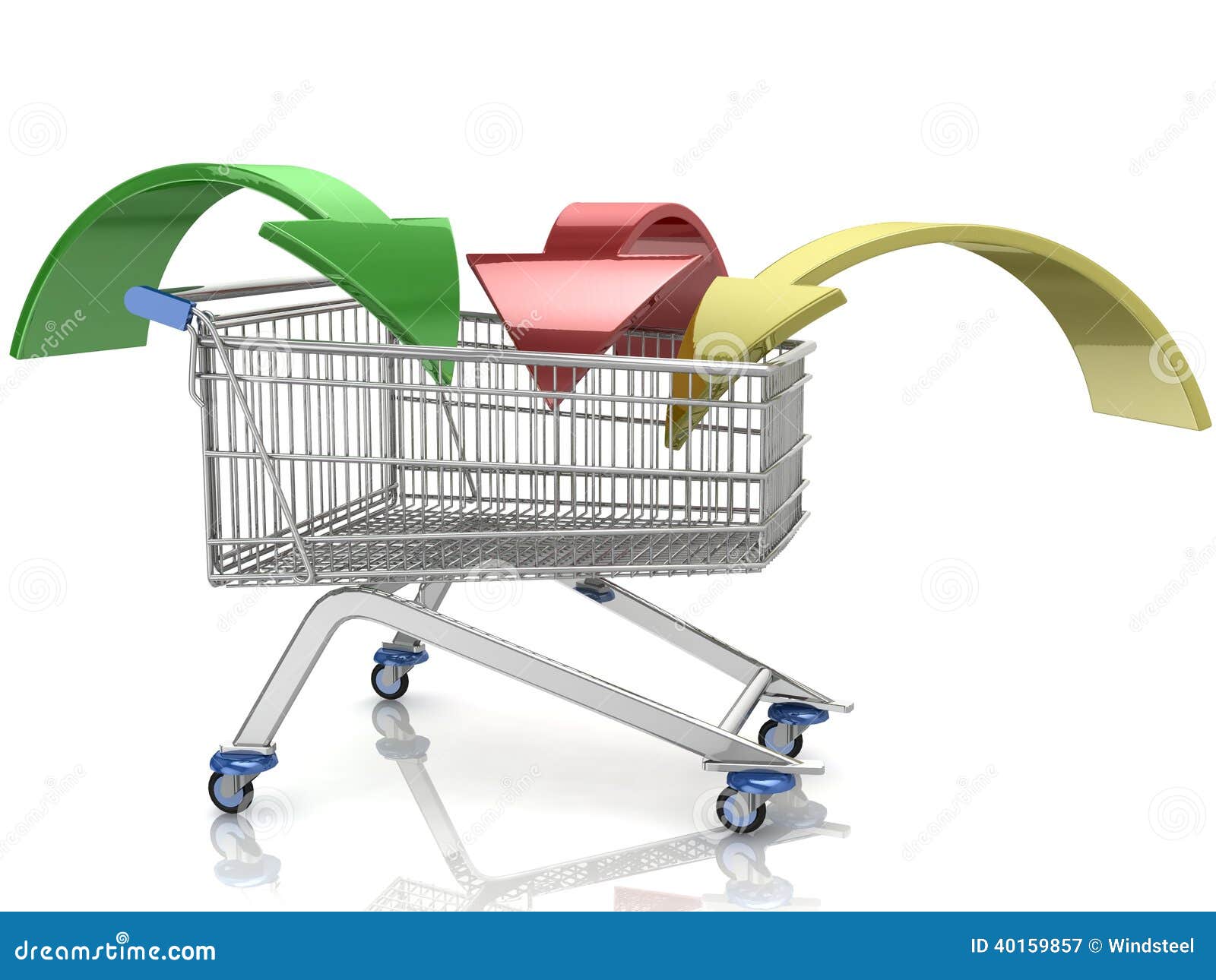 Shopping cart with arrow stock illustration. Illustration of metallic 40159857