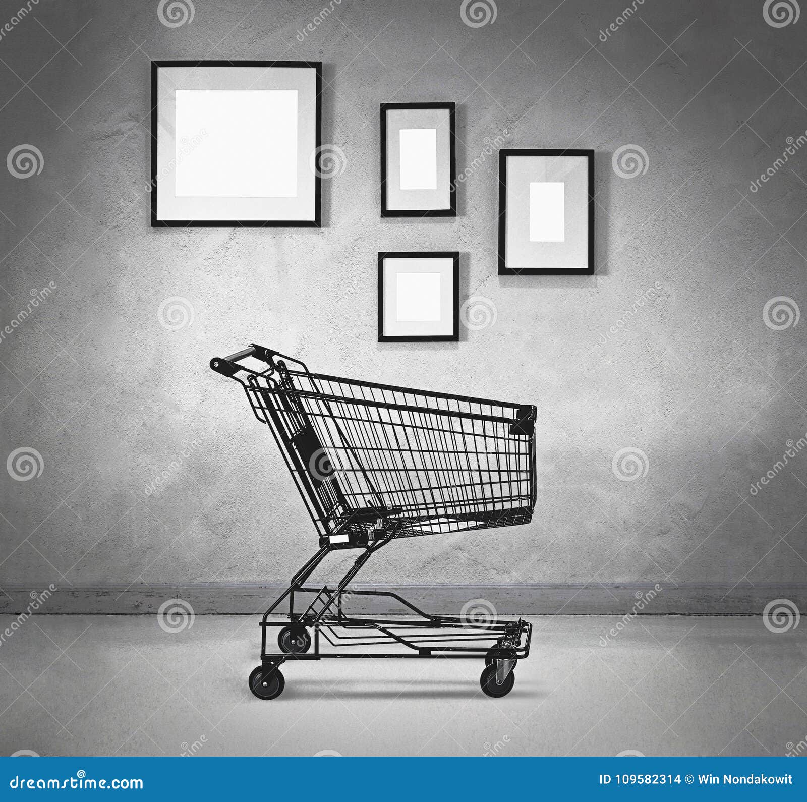 Shopping Cart and Blank Frames Stock Photo Image of trolley, interior