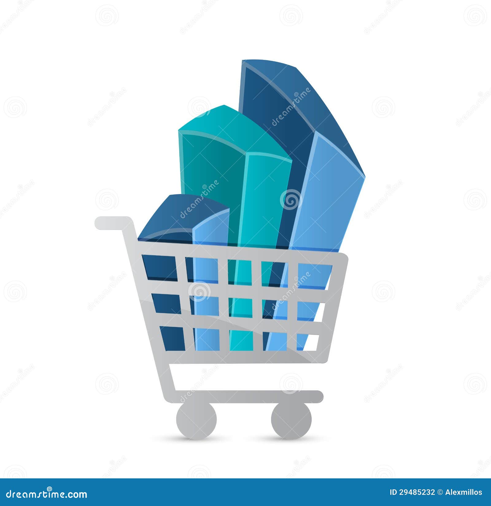 Shopping Cart and Business Graph Stock Illustration Illustration of bars, business 29485232