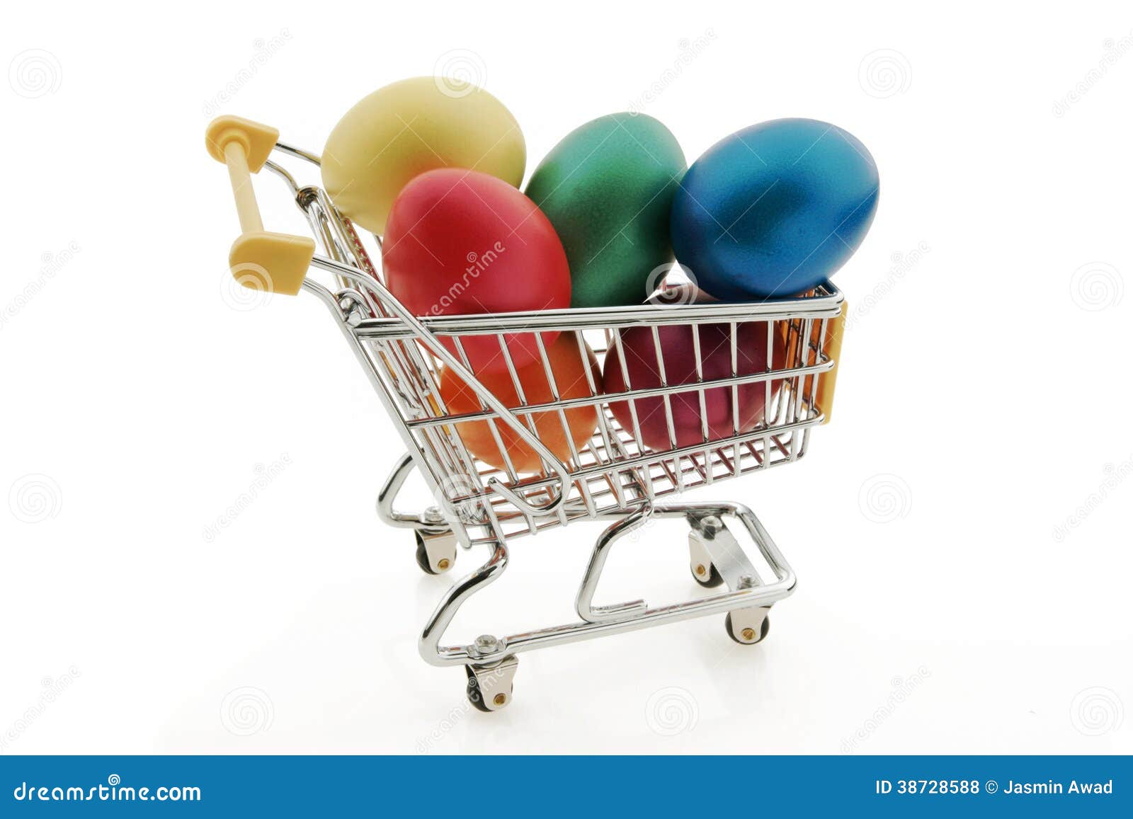 Shopping Cart with Easter Eggs Stock Photo Image of white, color