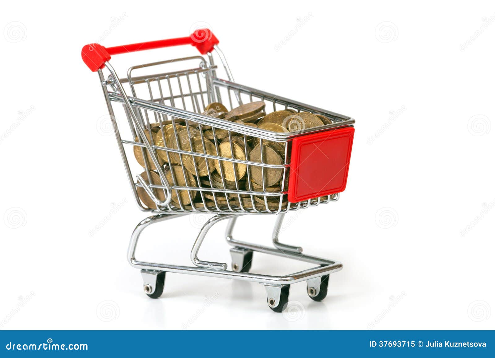 The Shopping Cart Filled in by Coins Stock Image Image of change