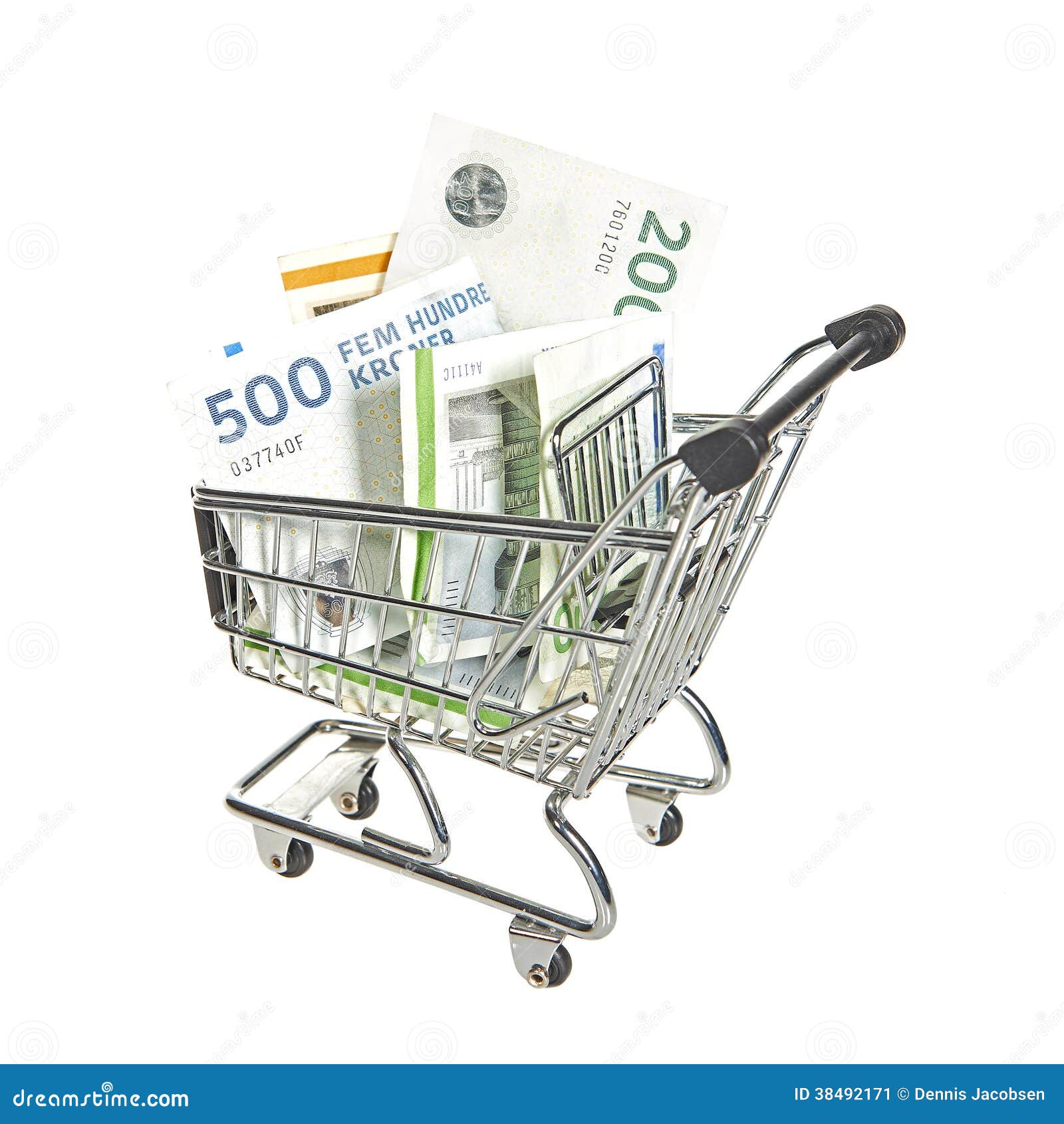 Shopping Cart Filled with Danish Bills Stock Image Image of bank