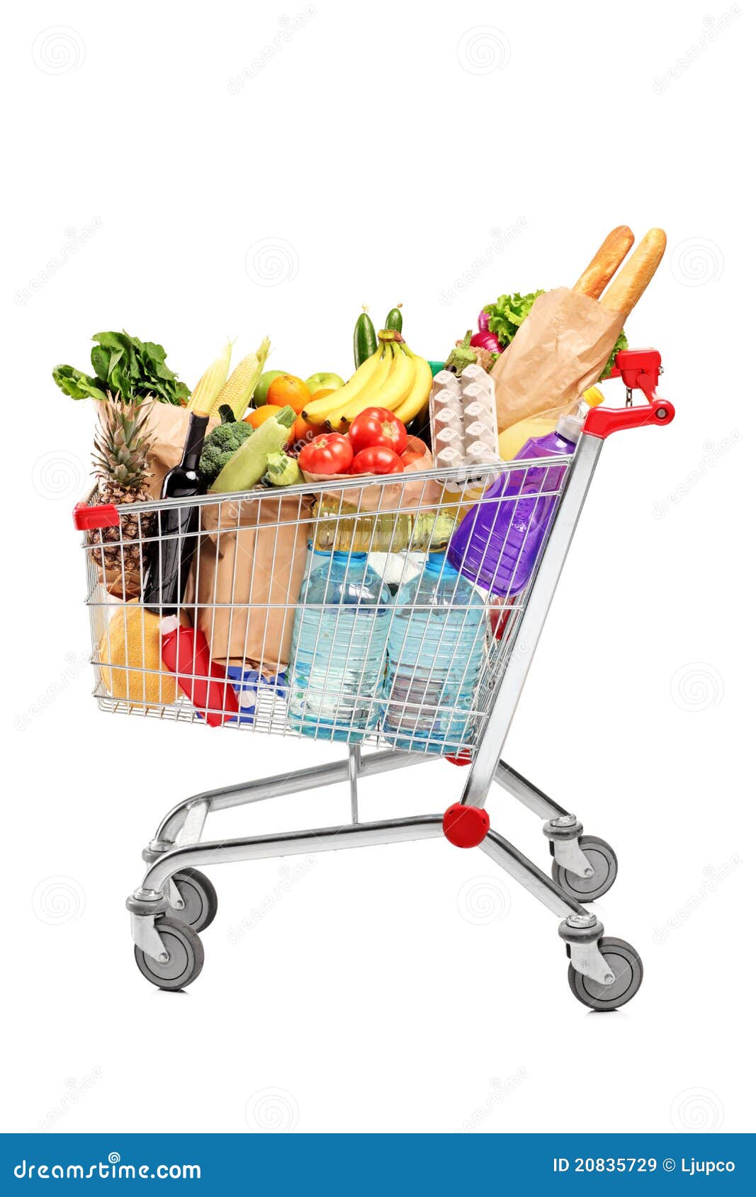 A Shopping Cart Full With Groceries Stock Image Image 20835729