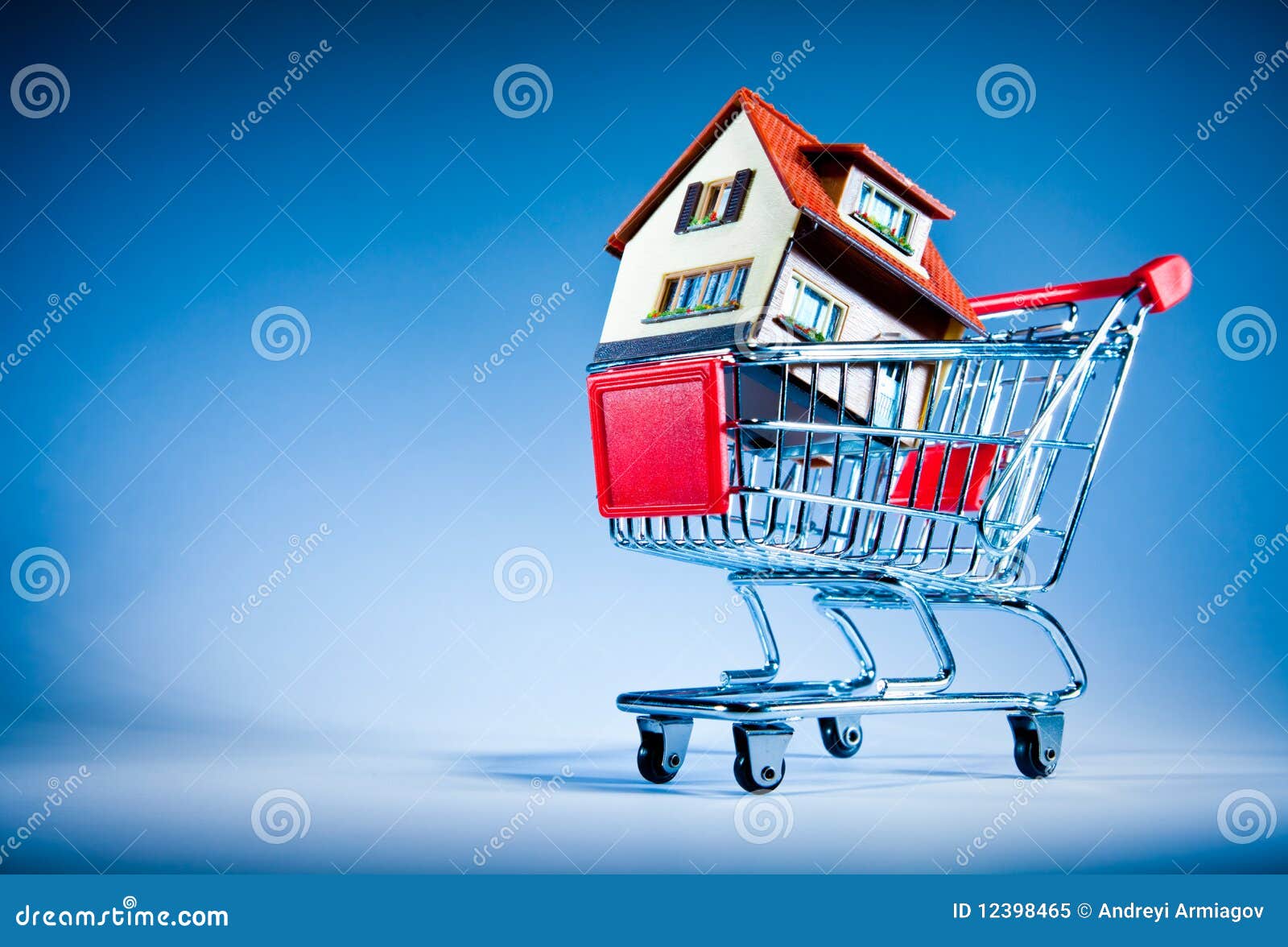 Shopping cart and house stock image. Image of housing 12398465