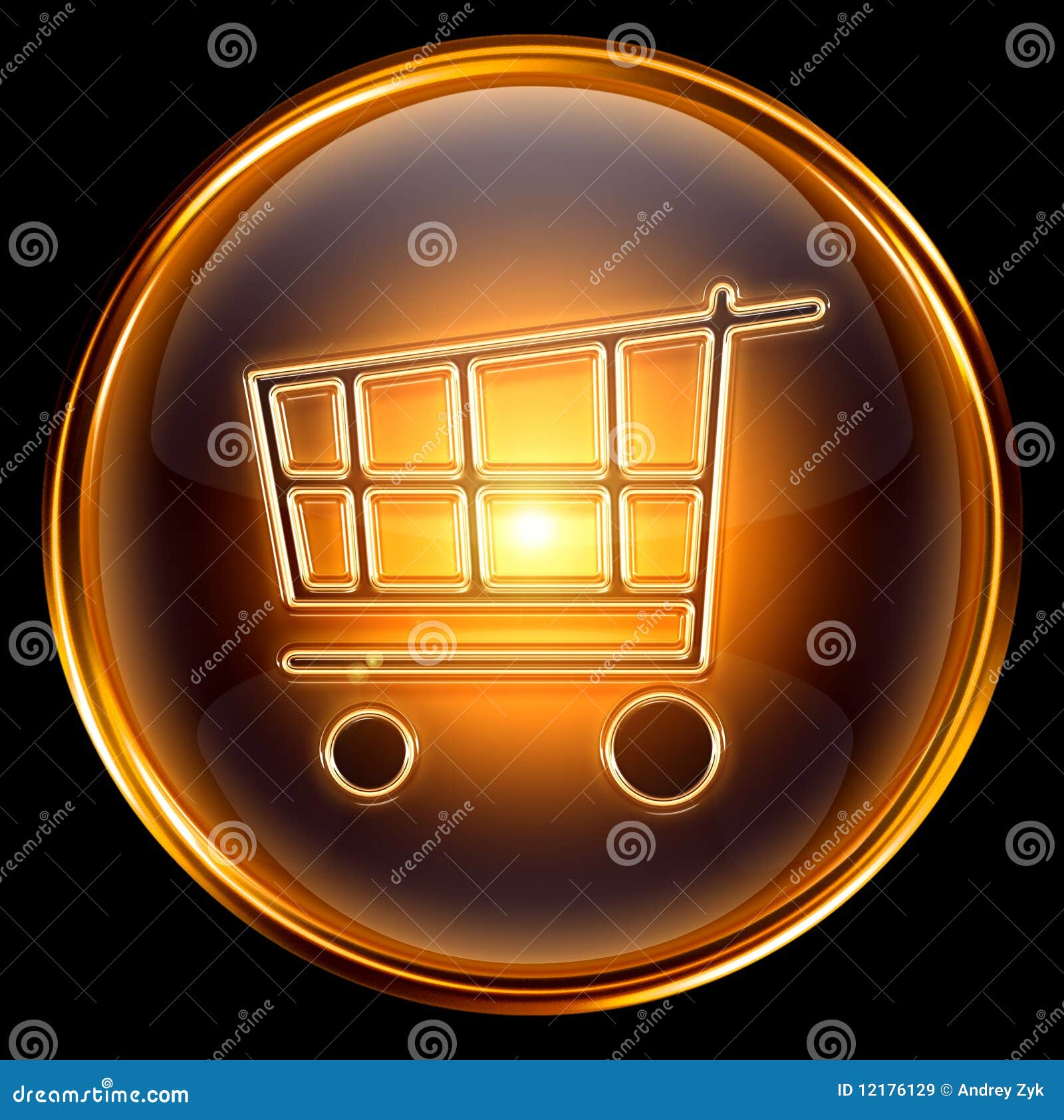 Shopping cart icon gold stock illustration. Illustration of cart 12176129