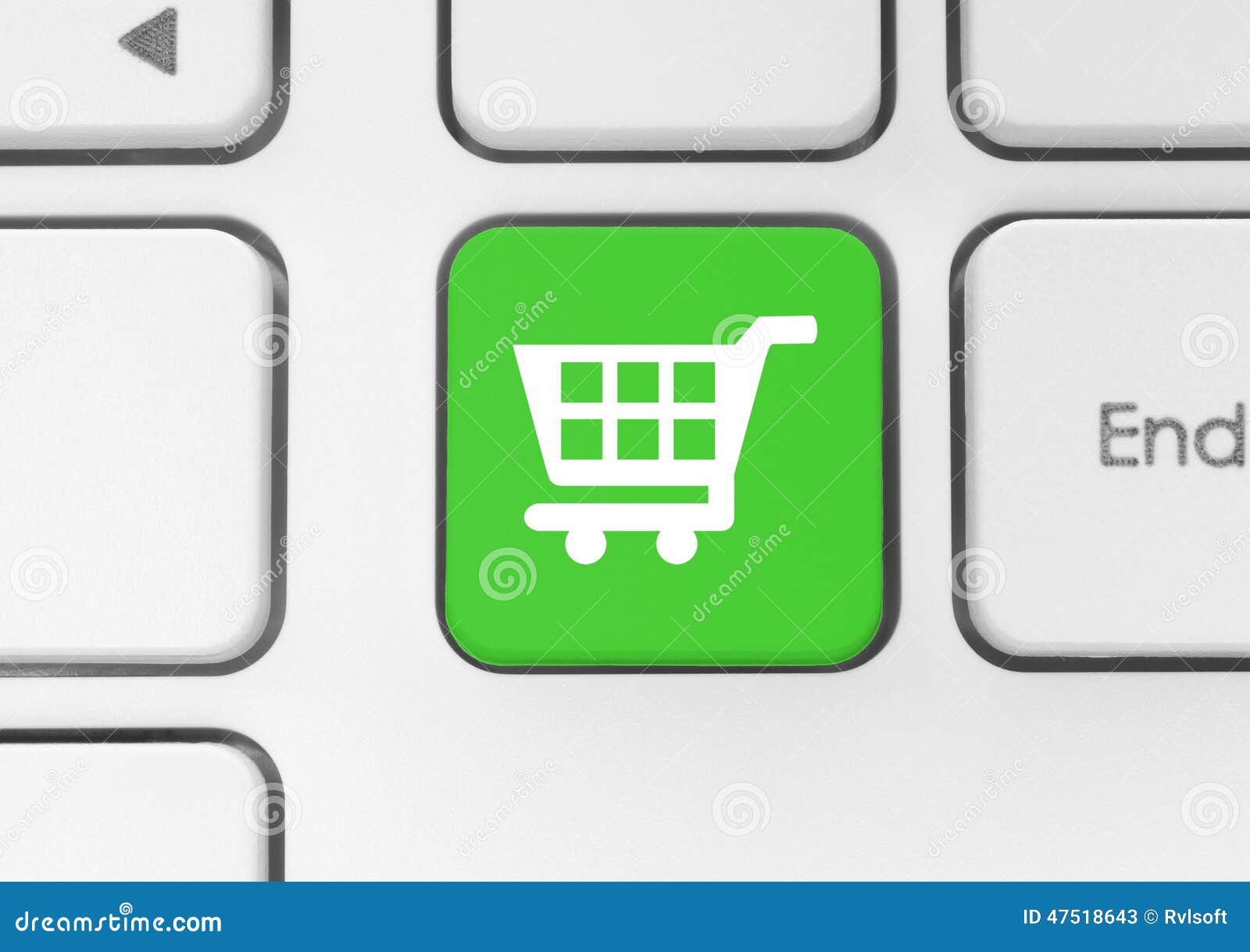 Shopping Cart Icon on Green Keyboard Button Stock Illustration