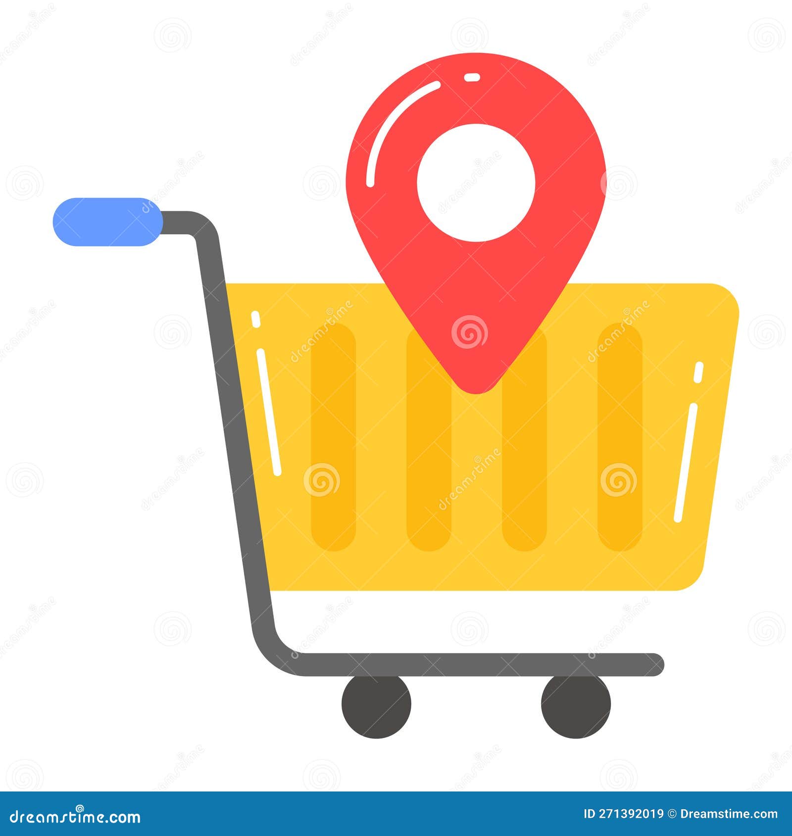 Shopping Cart with Location Pin, Vector of Shopping Location in