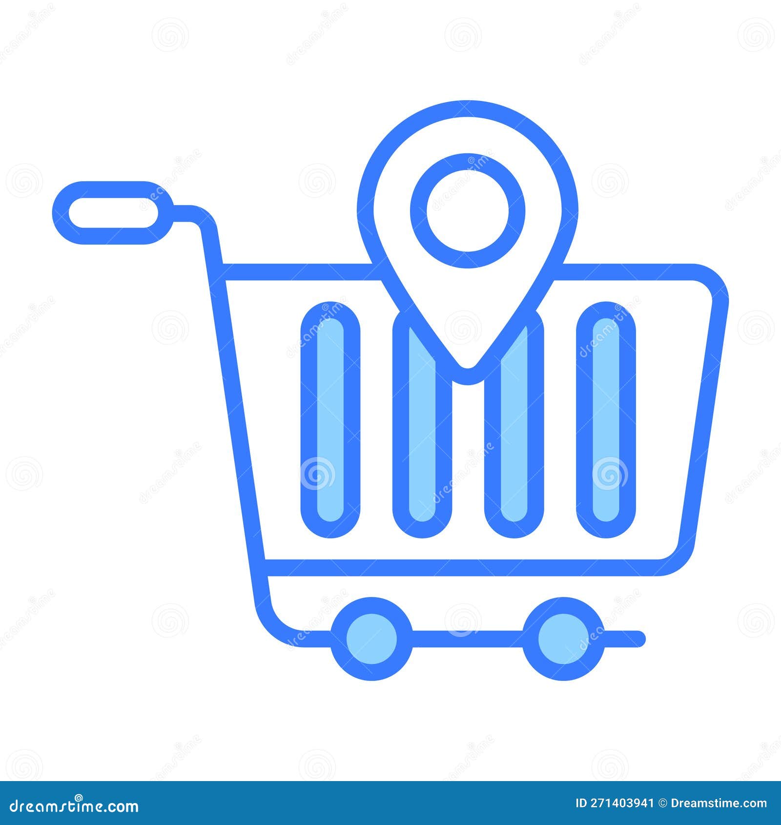Shopping Cart with Location Pin, Vector of Shopping Location in
