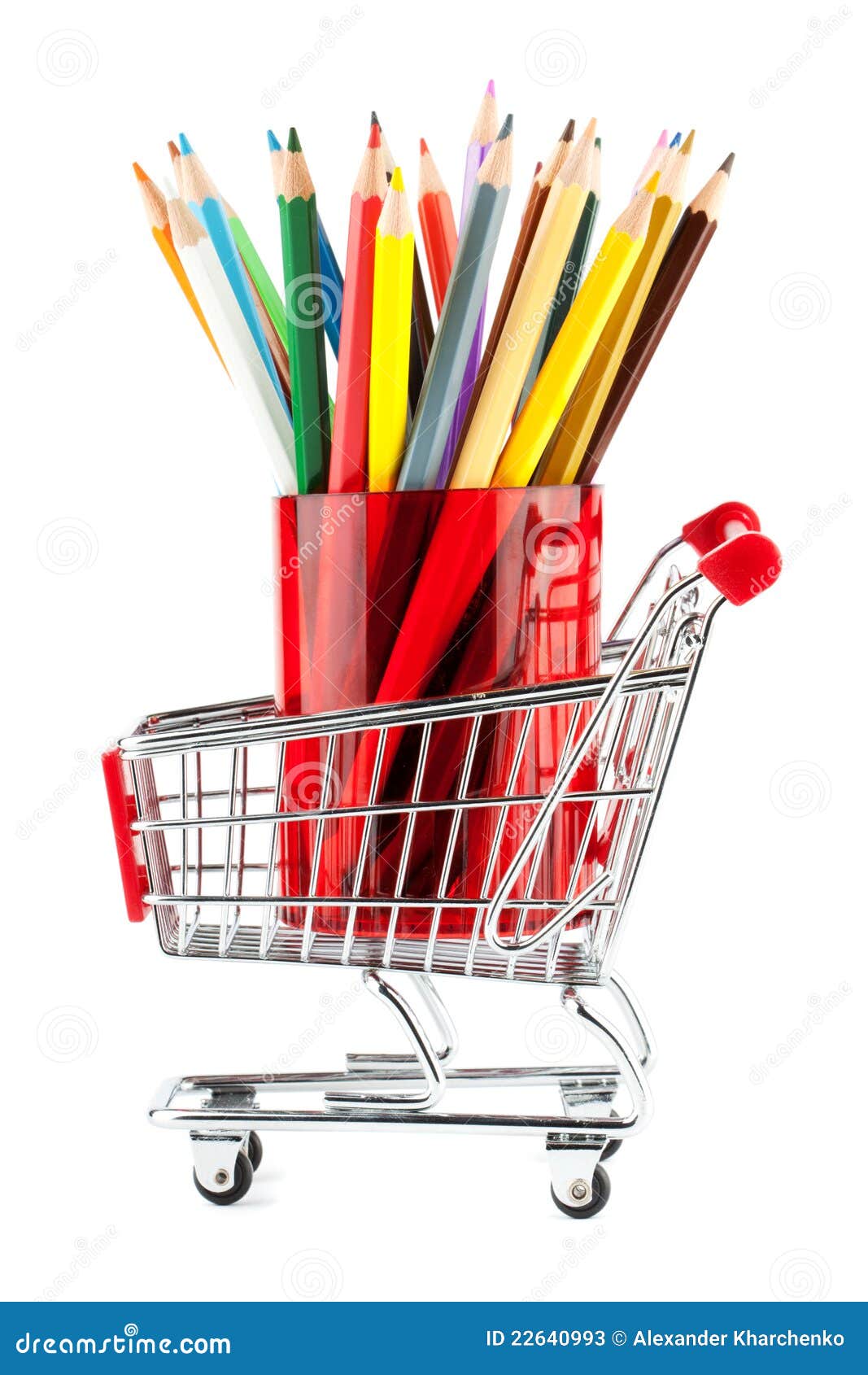 Shopping Cart with Many Pencils Stock Image Image of office, cart