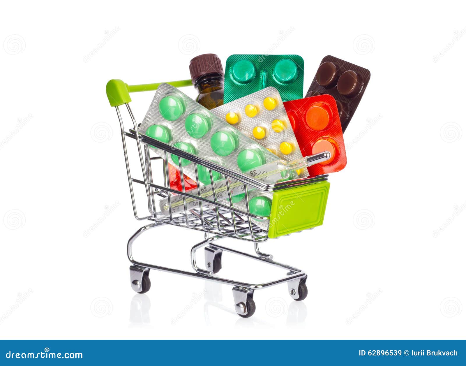 Shopping Cart with Medication Stock Image Image of financial, green