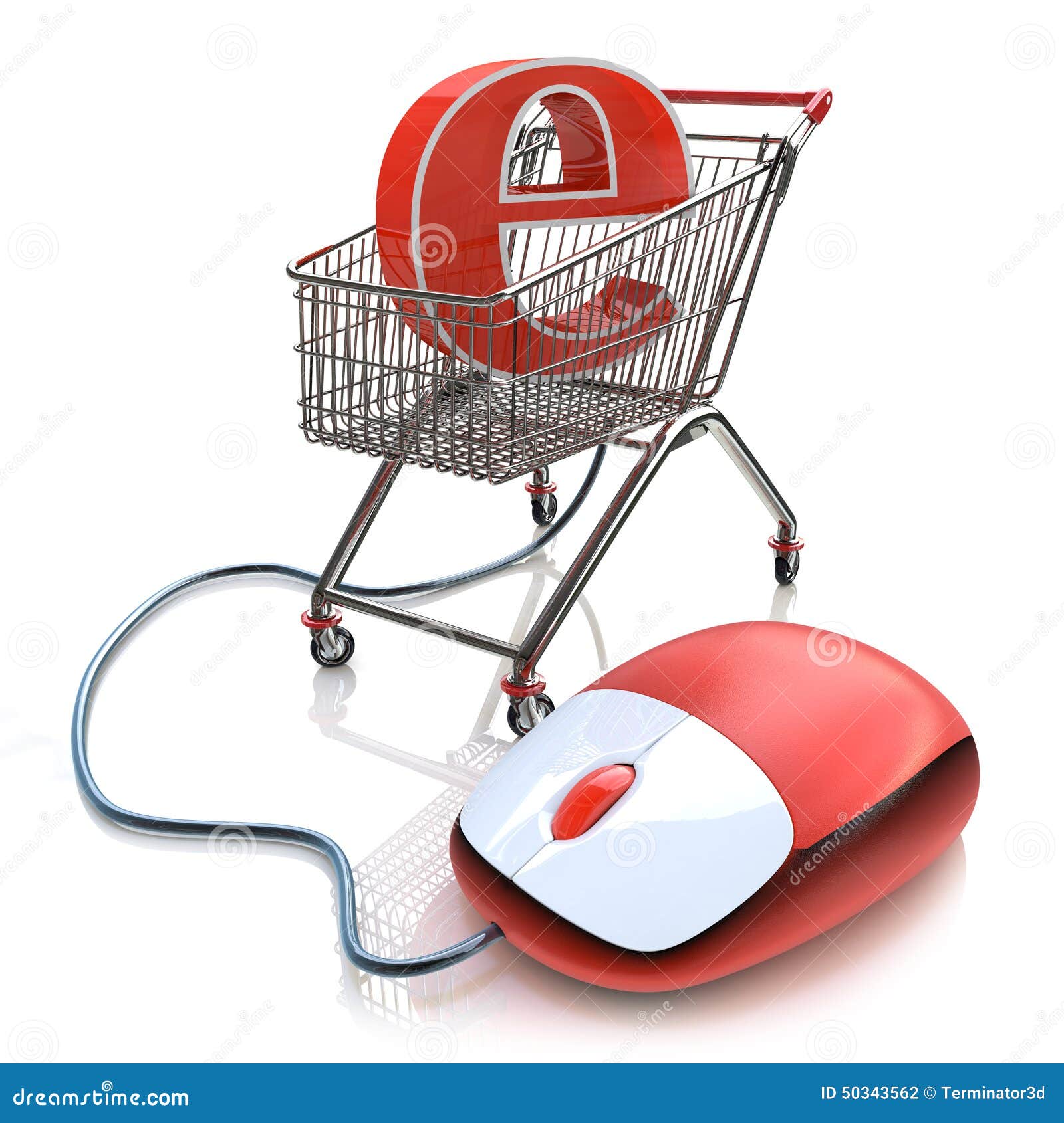Shopping Cart Operated Computer Mouse And Symbol Of E ...