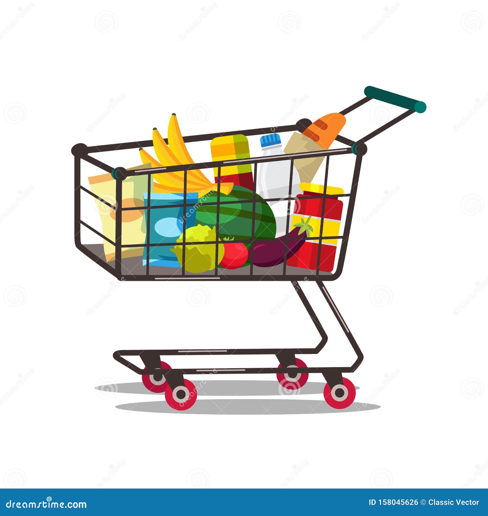 Full shopping basket market food and products Vector Image