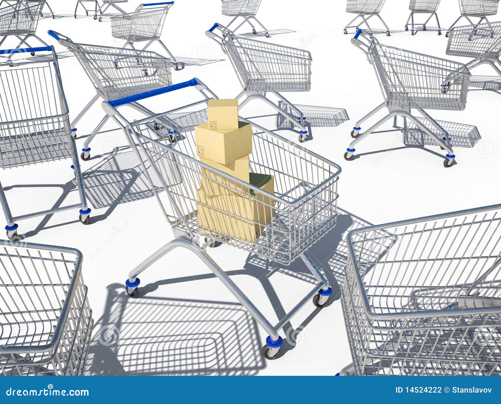 Shopping carts 3d cg stock illustration. Illustration of market 14524222