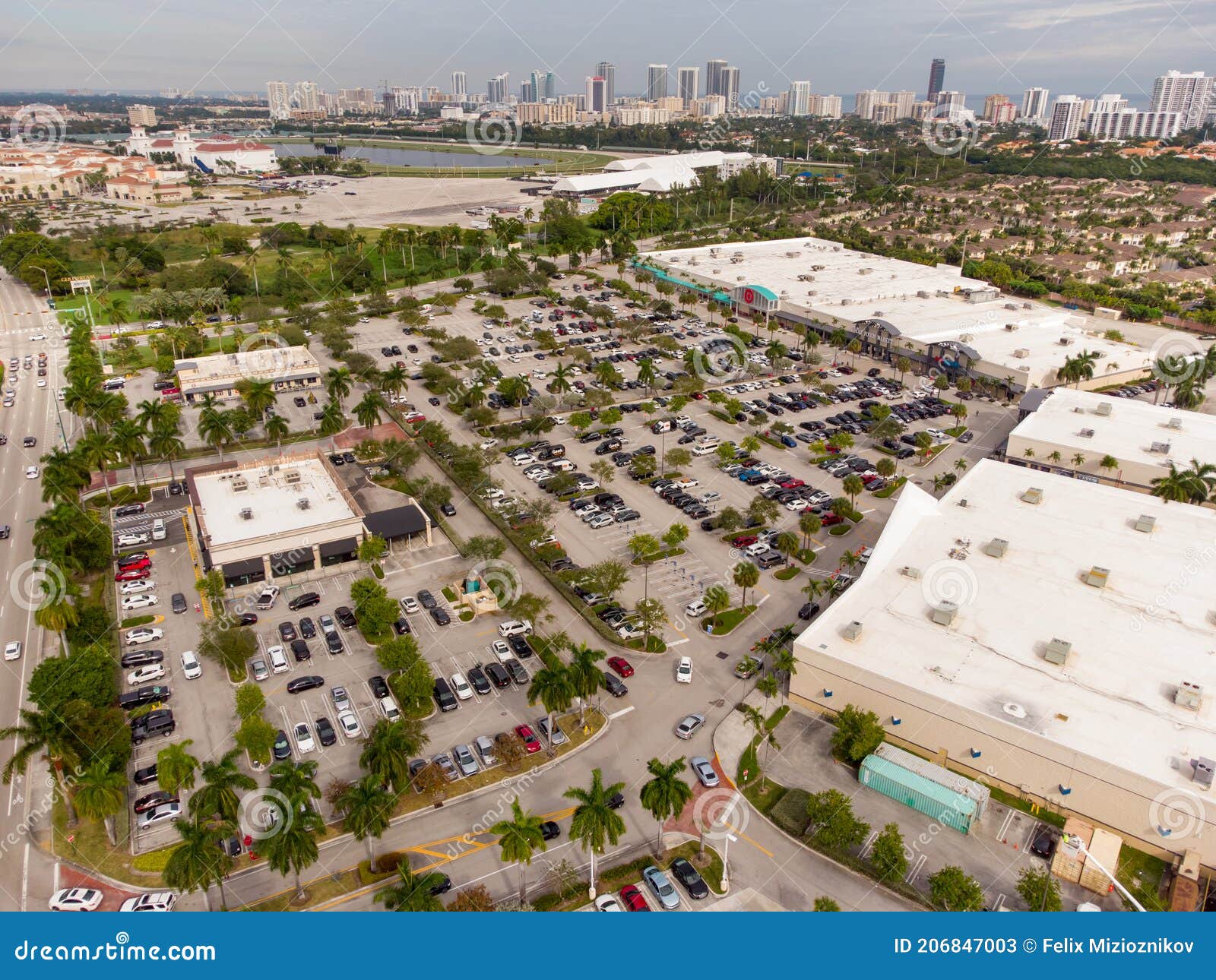 Shopping Center with Full Parking Lot Stock Image Image of drone