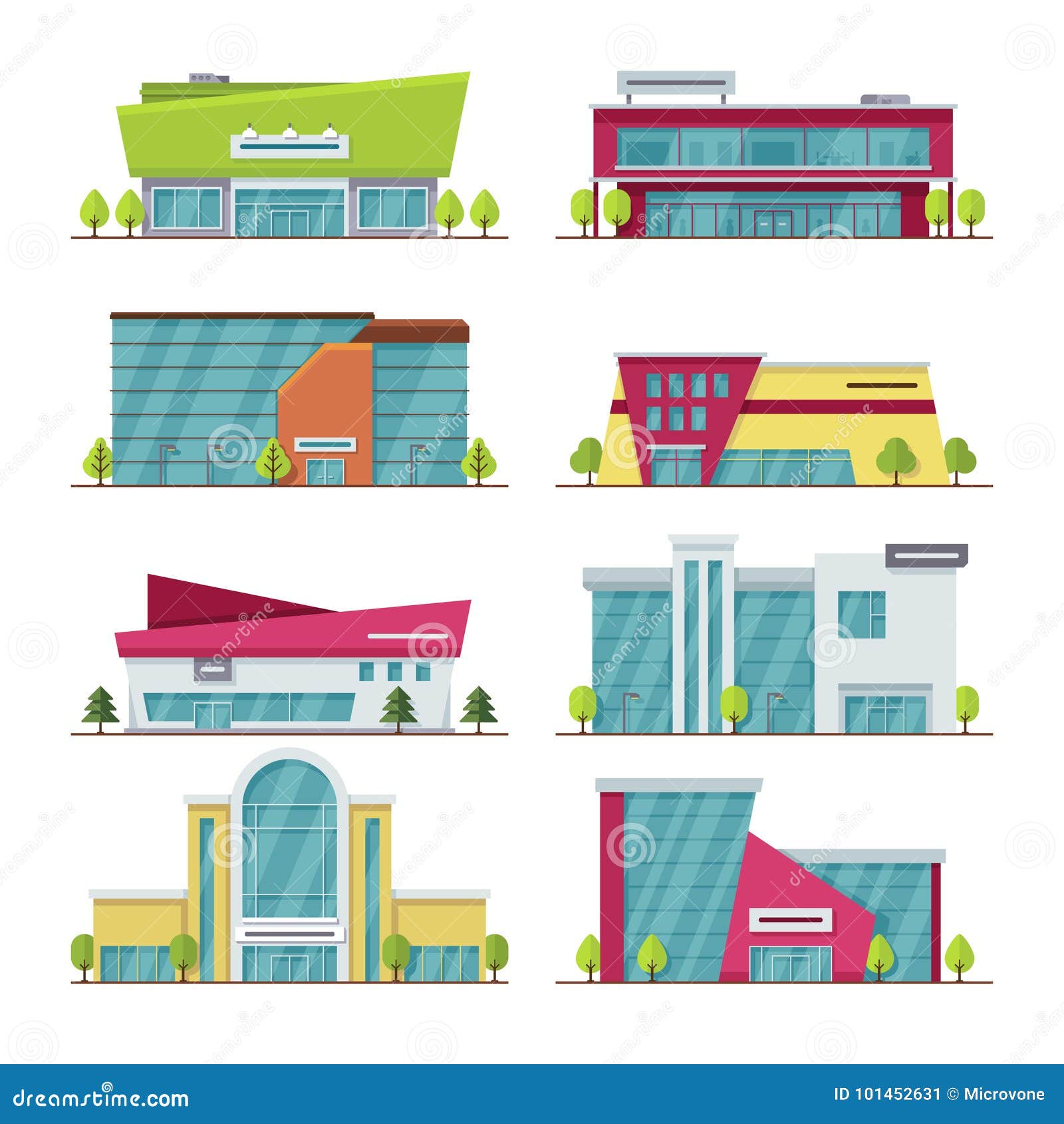 shopping center, mall and supermarket modern flat  buildings