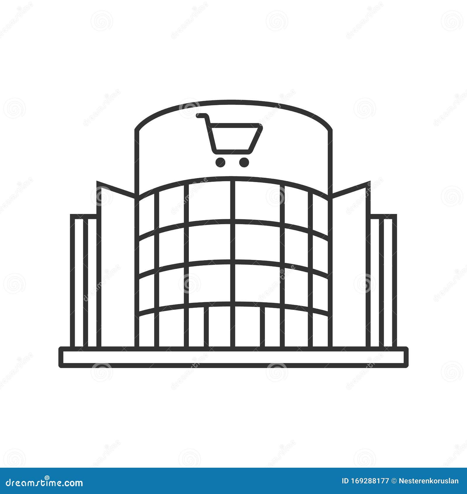 Shopping Centre Linear Icon Stock Vector - Illustration of architecture ...