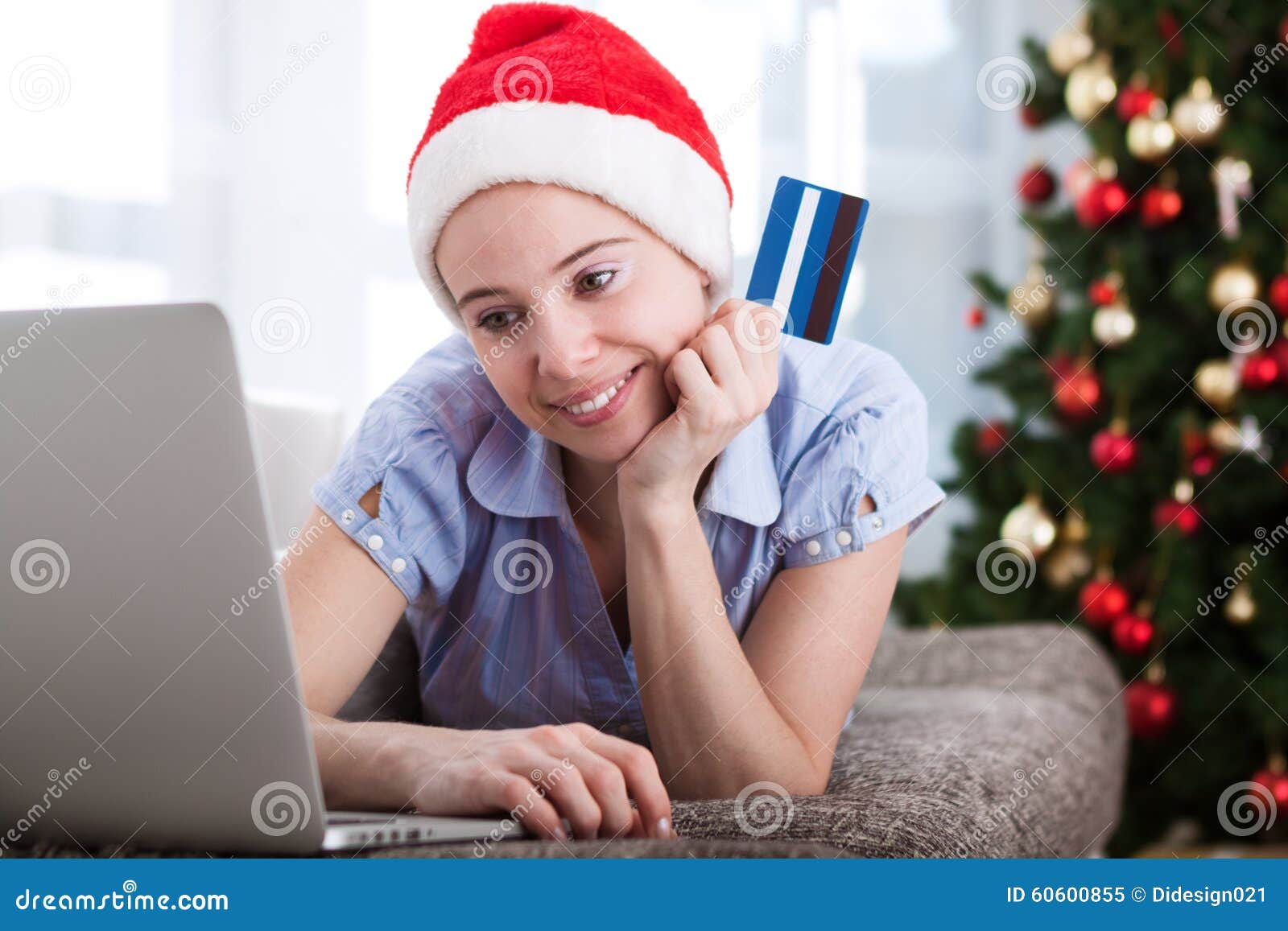 Shopping before christmas stock image. Image of computer 60600855