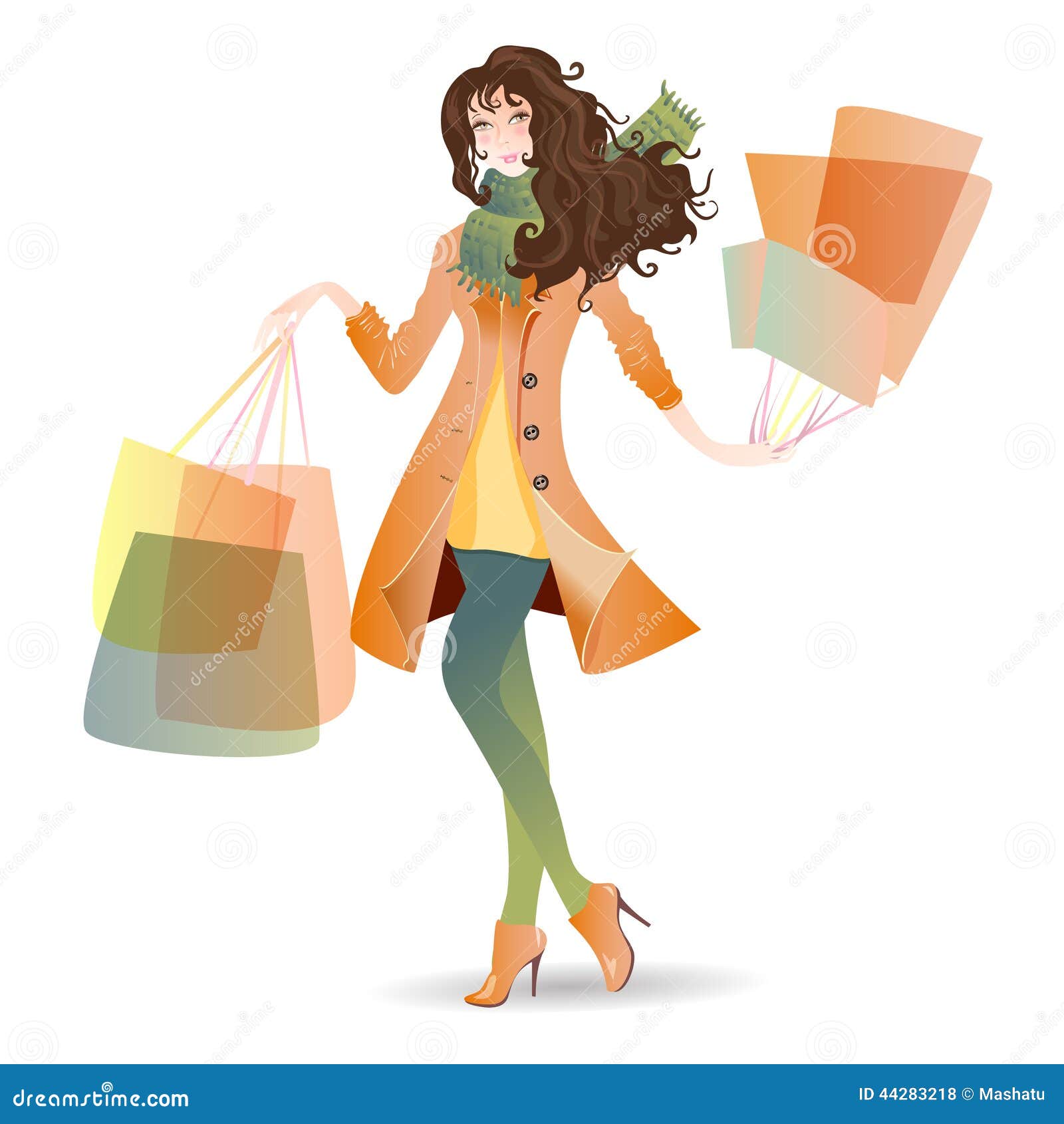 Shopping Day Girl in Spring Stock Vector - Illustration of woman ...