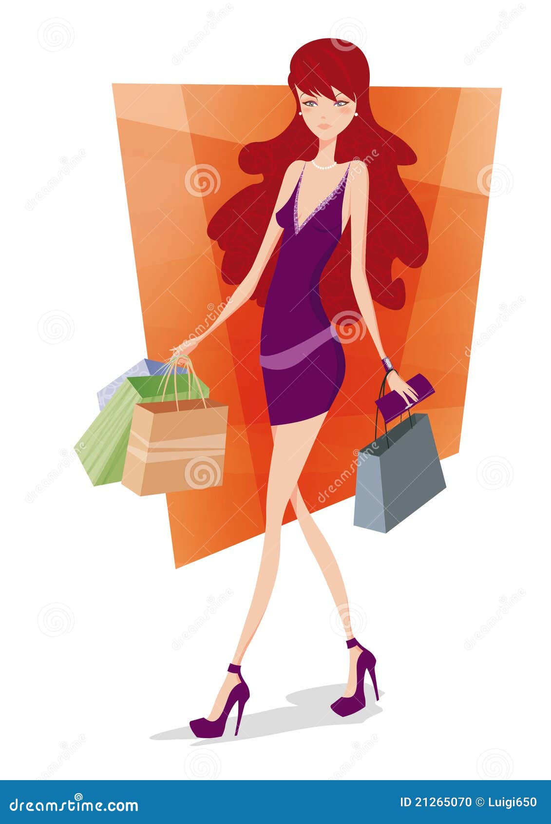 Shopping girl stock illustration. Illustration of shopping - 21265070