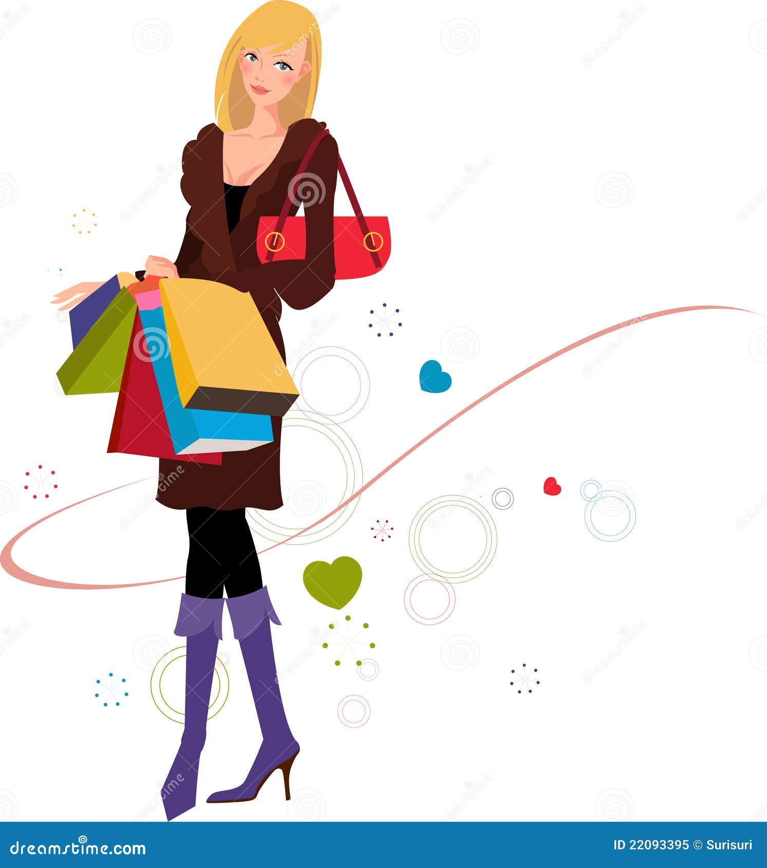 Shopping girl stock vector. Illustration of purse, smile - 22093395