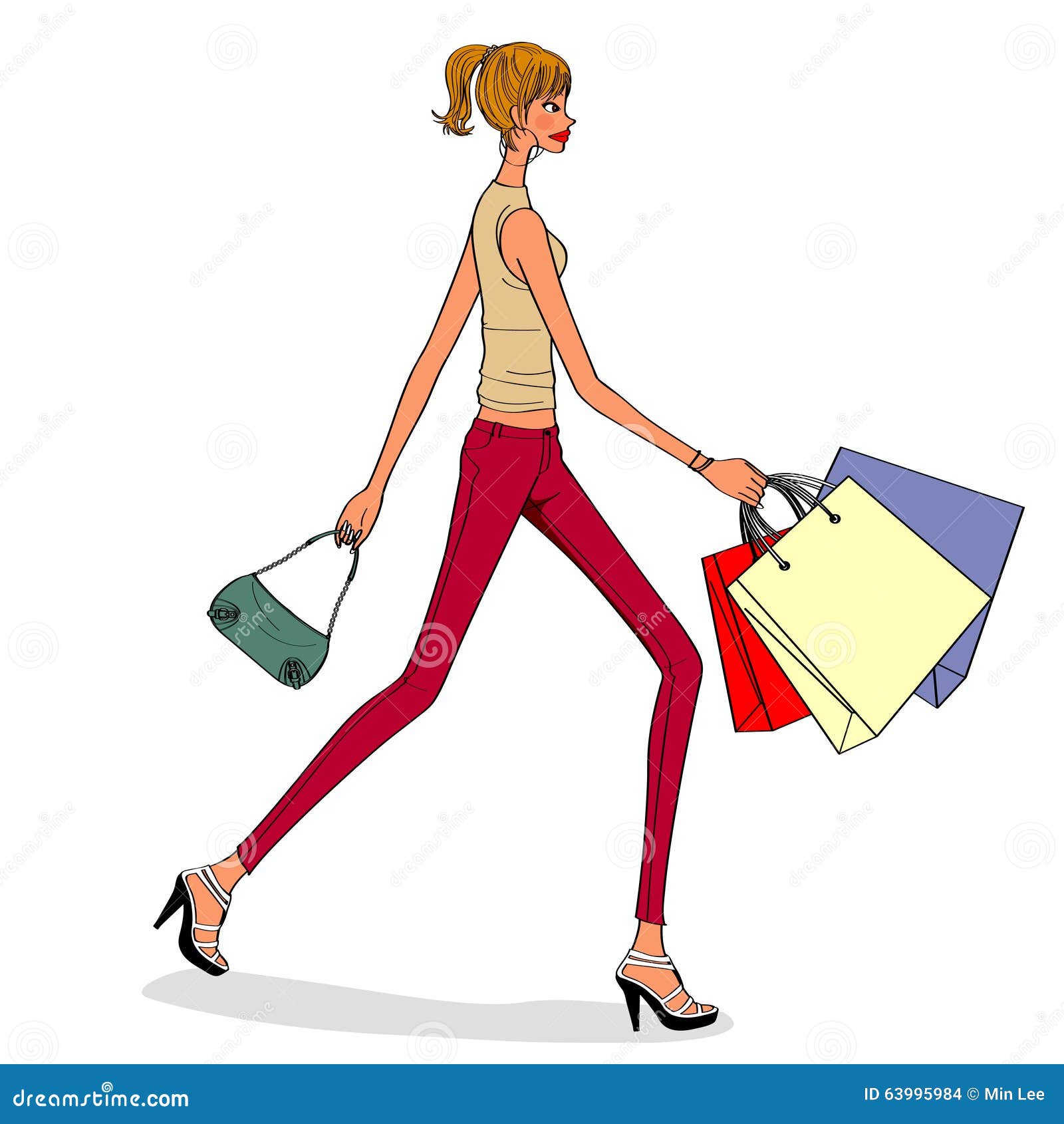 Shopping girl stock vector. Illustration of bags, handbags - 63995984