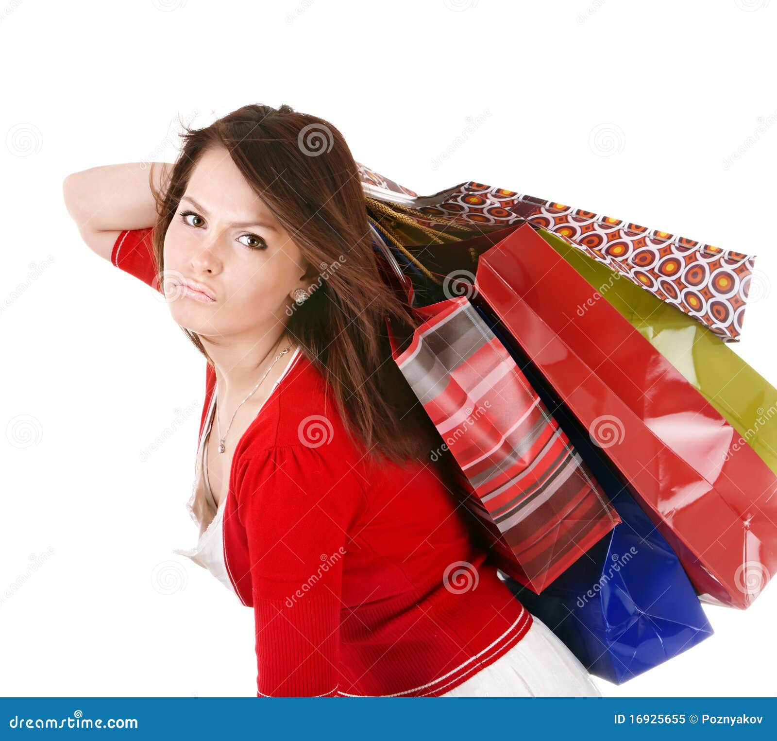 Shopping Girl with Group Bag. Stock Image - Image of purchase, beauty ...