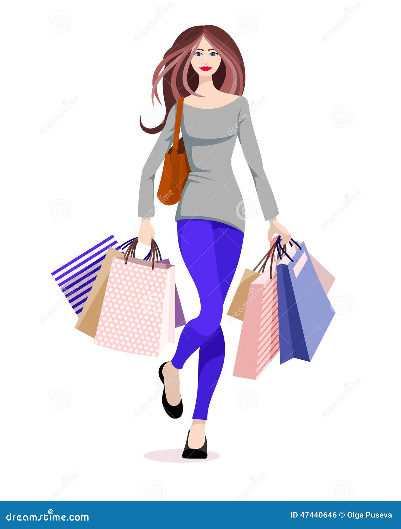 Shopping girl stock vector. Illustration of sale, beautiful - 47440646