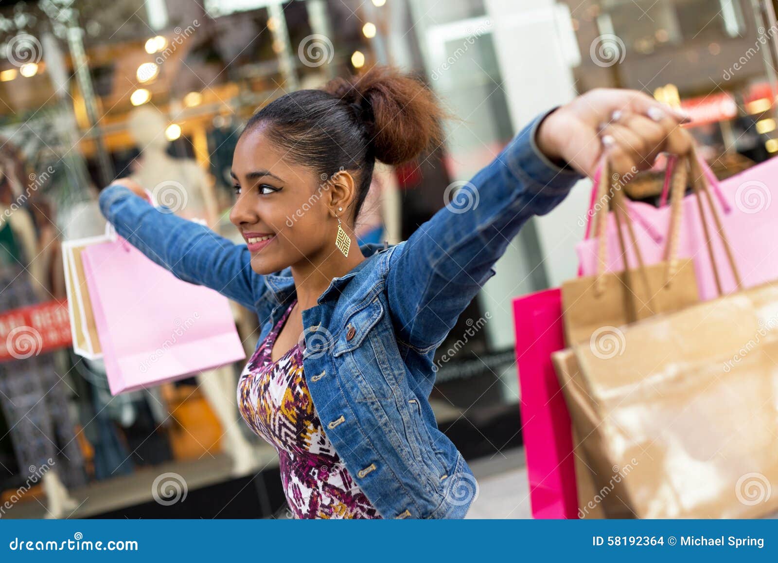 Shopping girl stock photo. Image of joyful, female, pleasure - 58192364