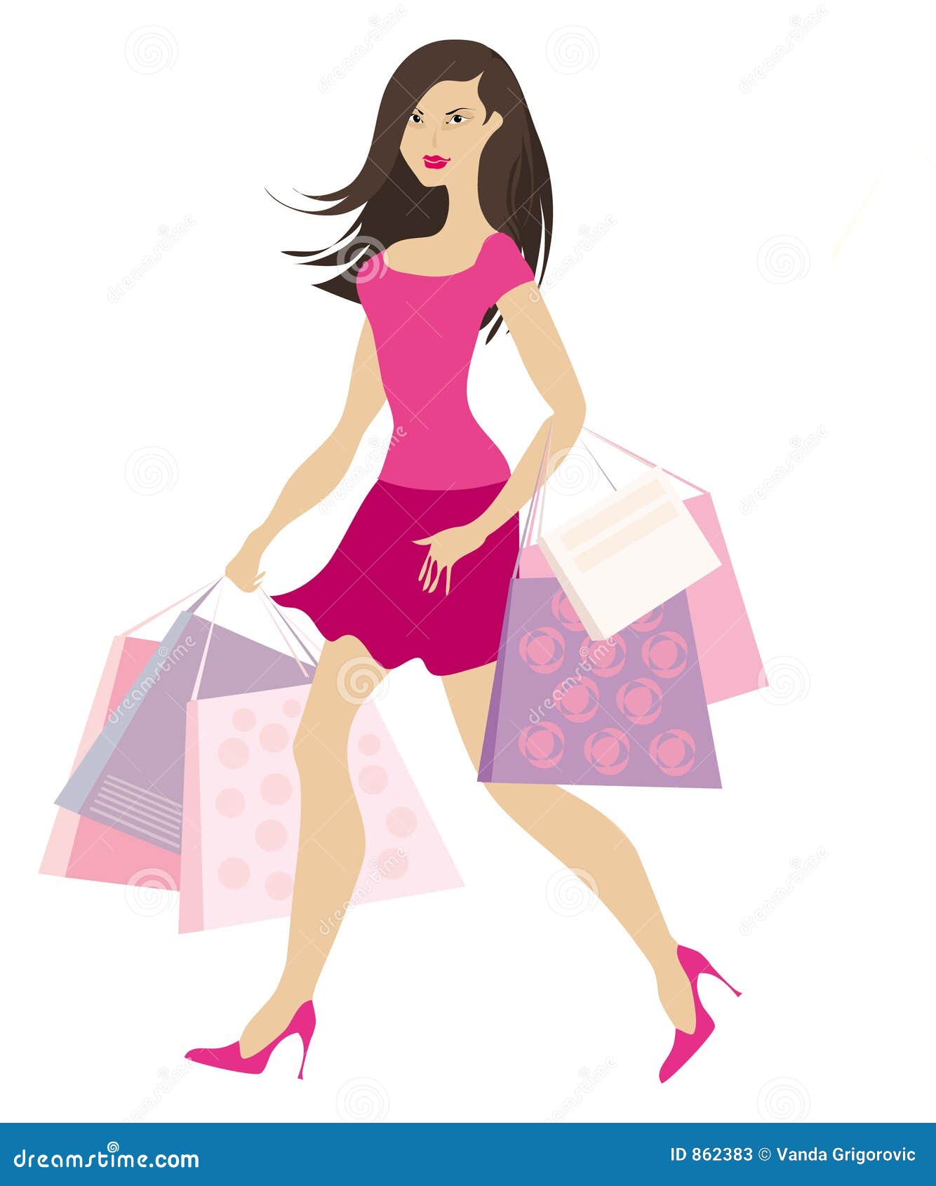 Shopping girl2 stock vector. Illustration of casual, hury - 862383