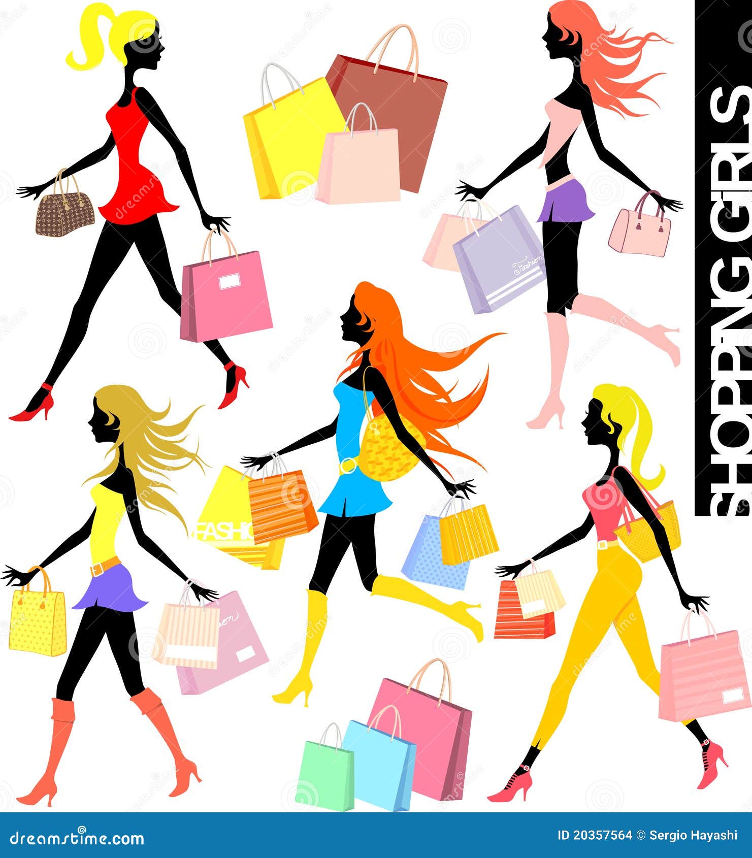 Shopping girls stock vector. Illustration of drawing - 20357564
