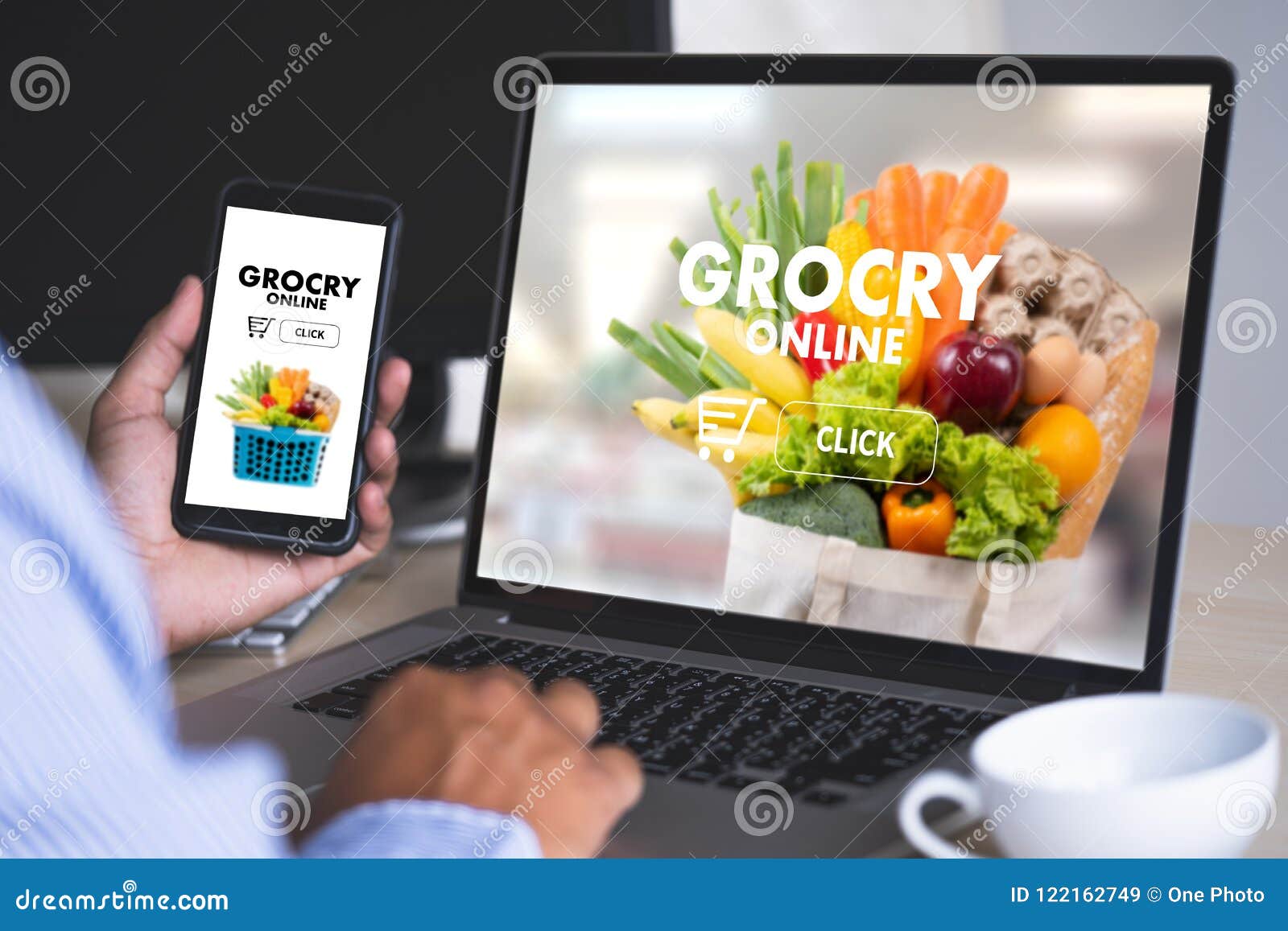 shopping groceries on online supermarket for food grocery shop