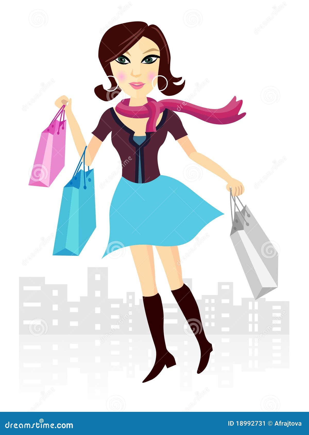Shopping Lady stock vector. Illustration of happy, shop - 18992731