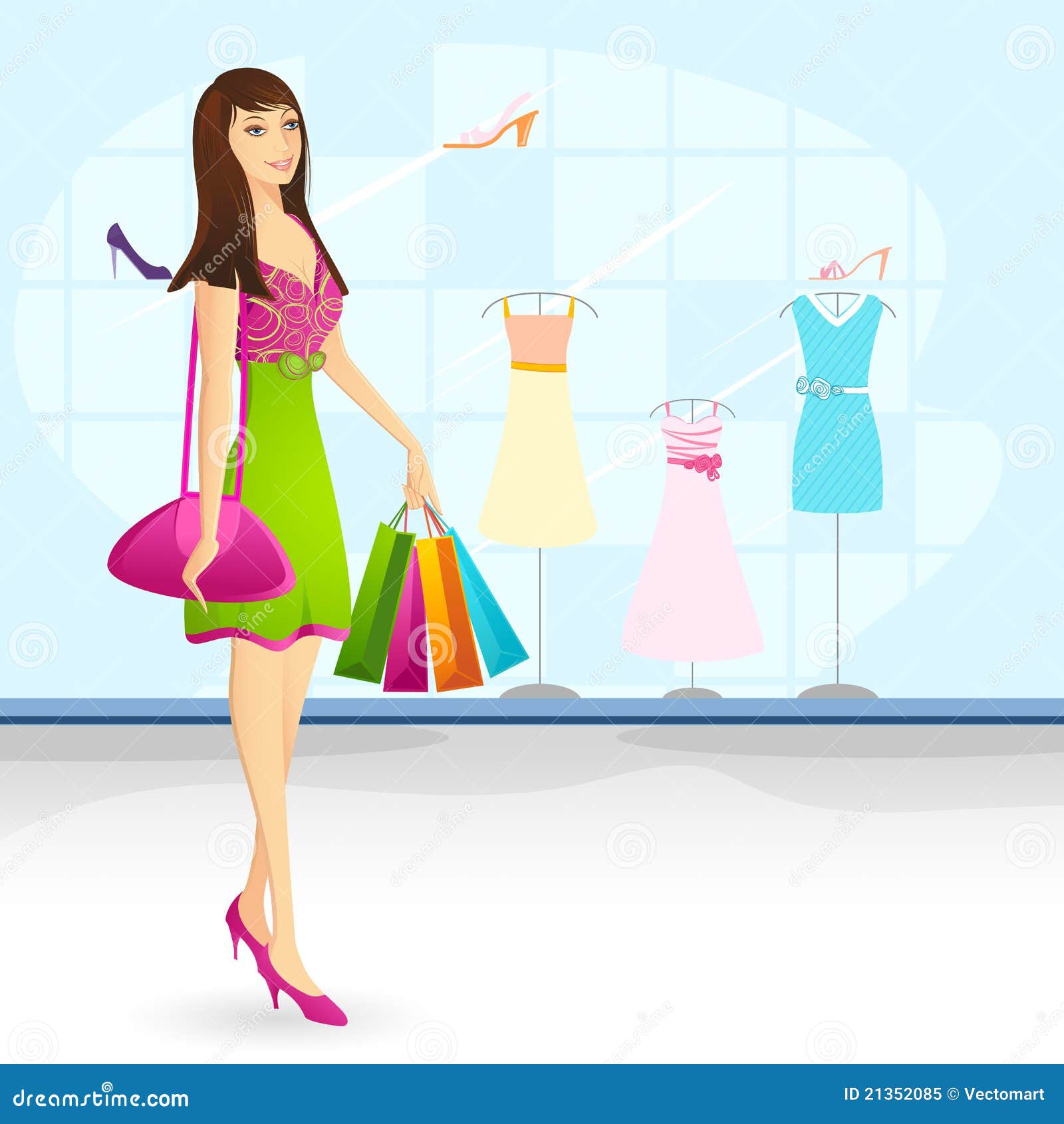 Shopping Lady stock vector. Illustration of discount - 21352085