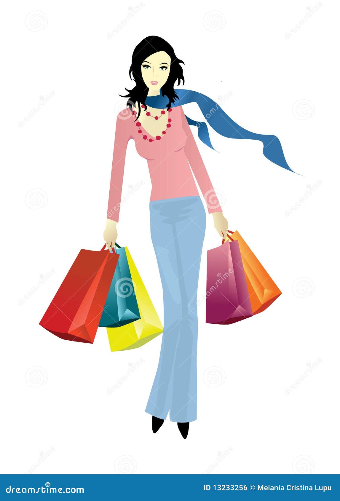 Shopping Lady with Bags, Vector Stock Vector - Illustration of fashion ...